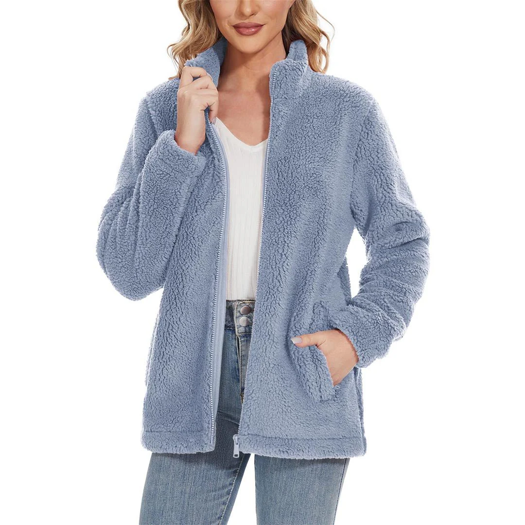 Women's Sherpa Fleece Full Zip Fuzzy Jackets