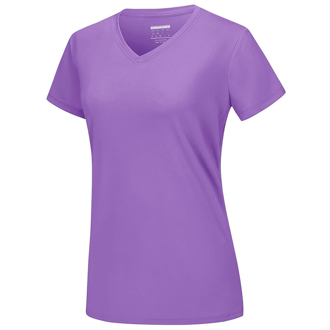 Women's UPF 50+ Sun Protection V-Neck Quick Dry Short Sleeve T-shirts