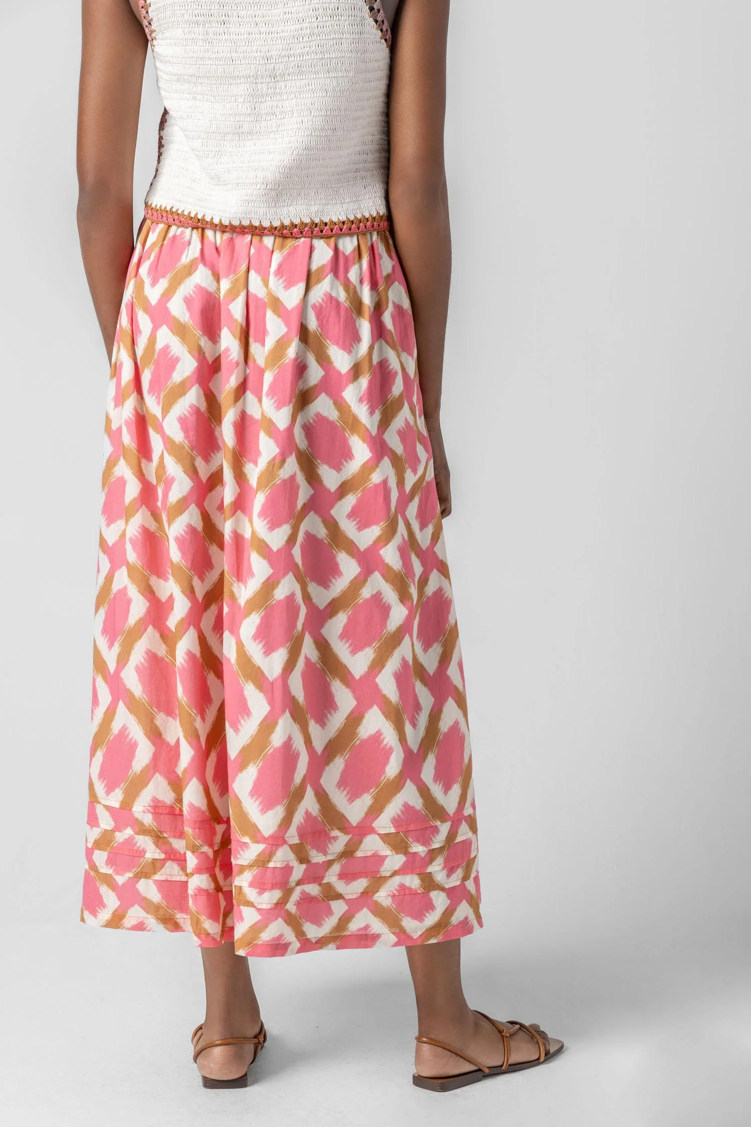 Shirred Elastic Waist Skirt