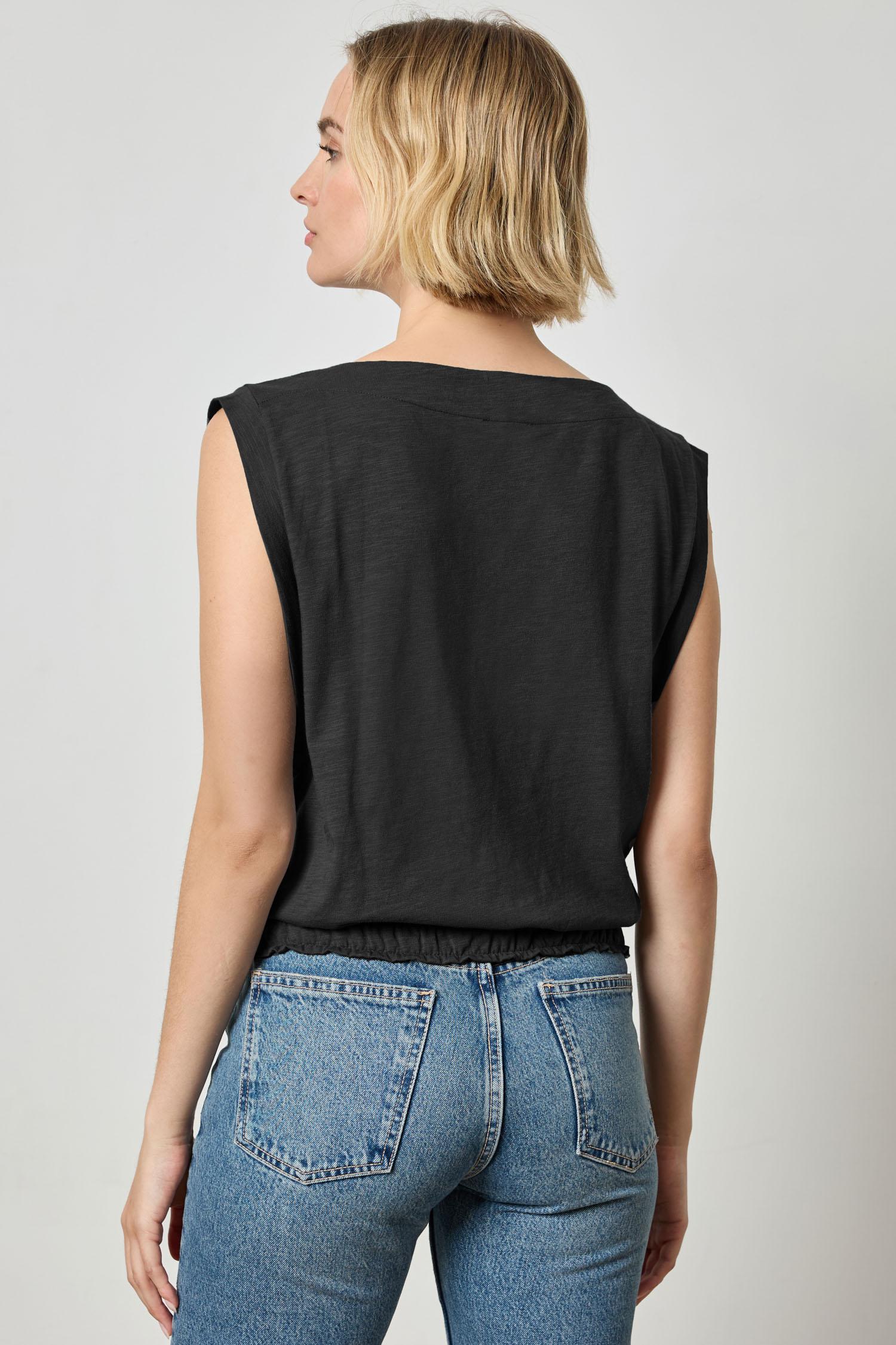 Elastic Hem Boatneck Top