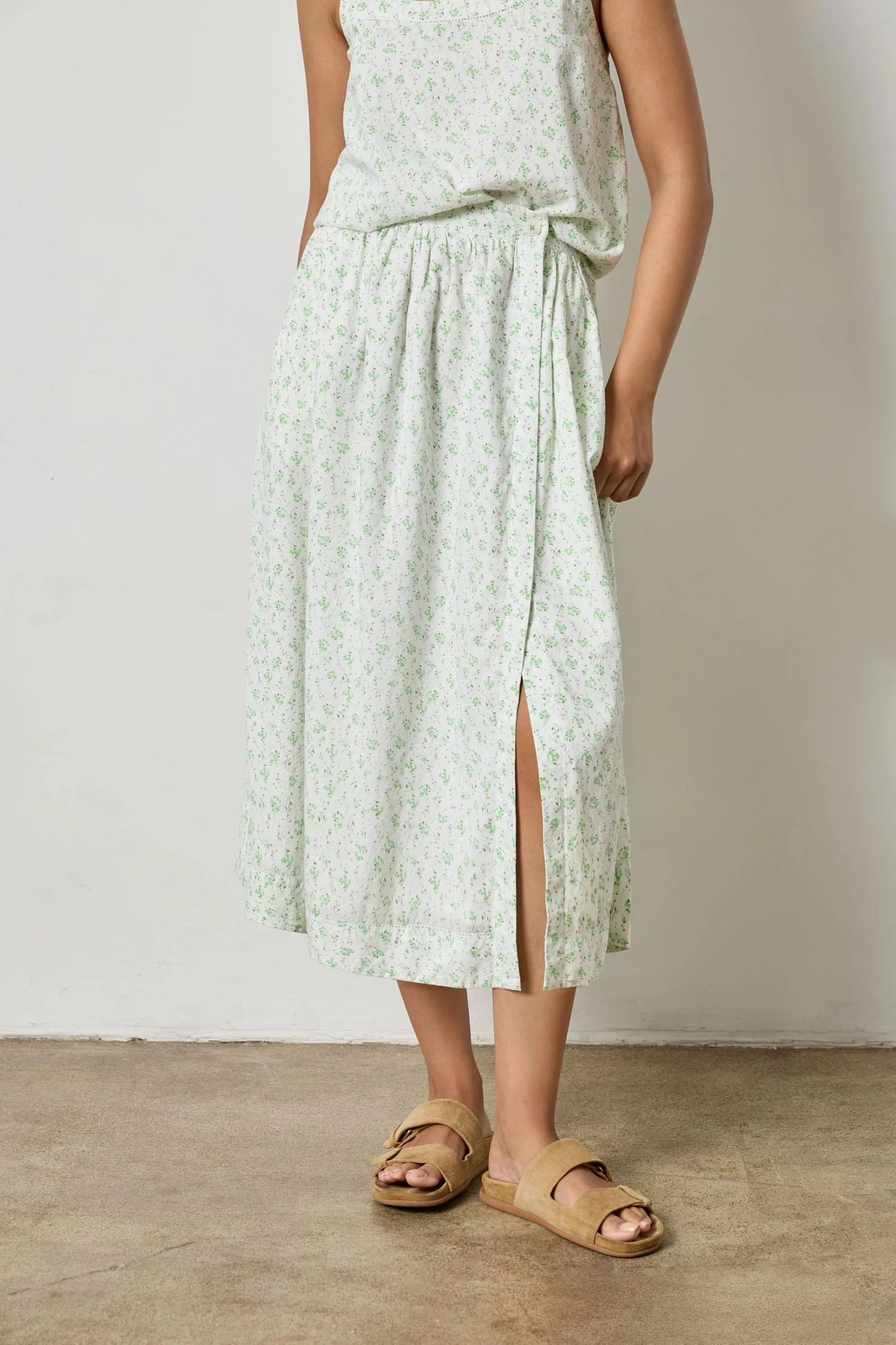 Faux Wrap Long Skirt