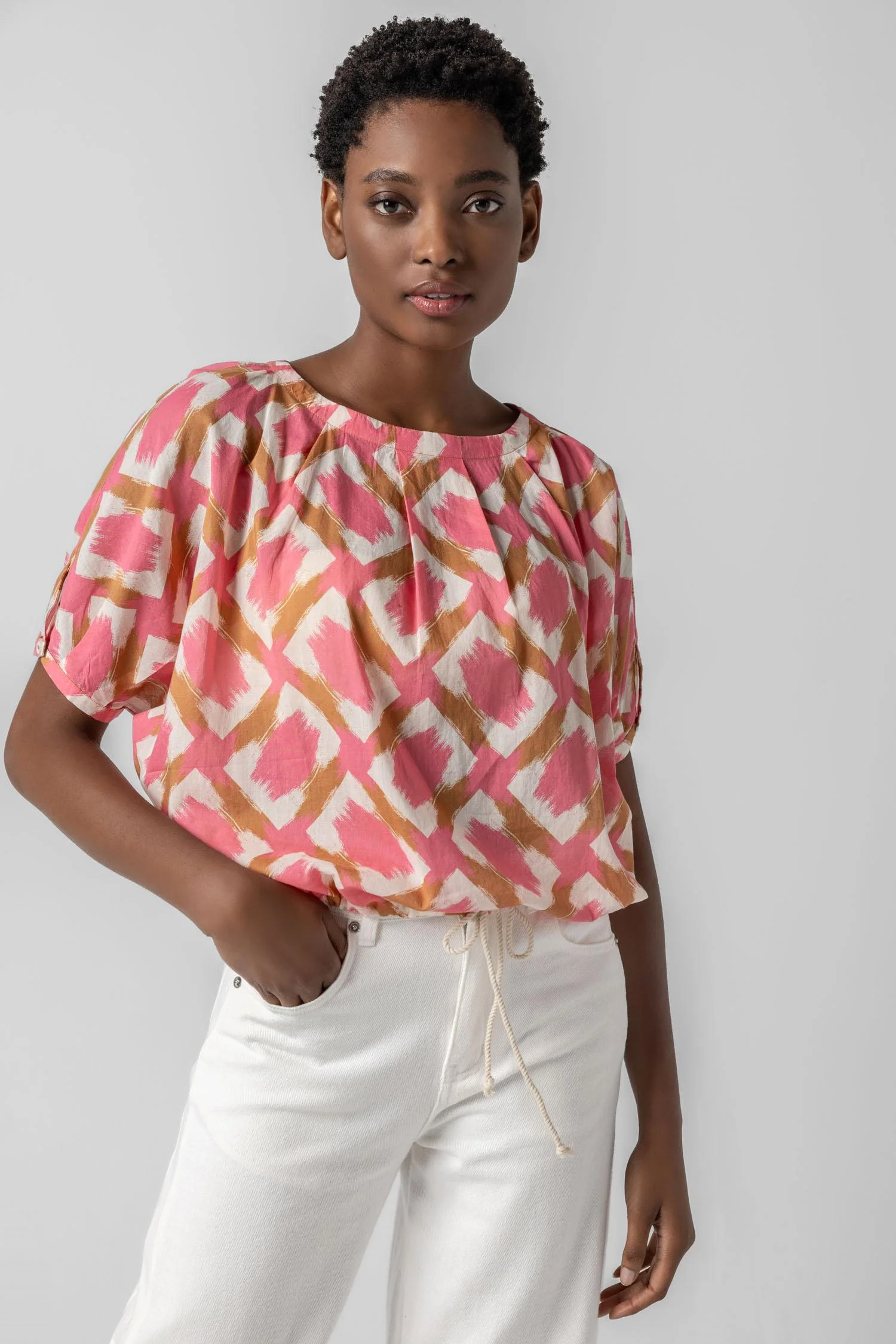 Short Sleeve Tie Waist Top