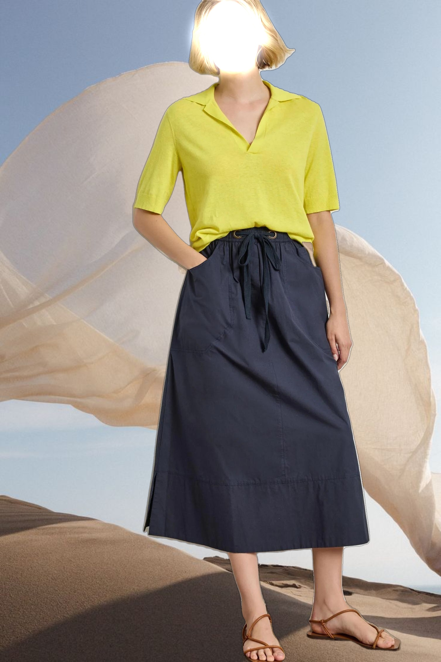 Elbow Sleeve Polo Sweater