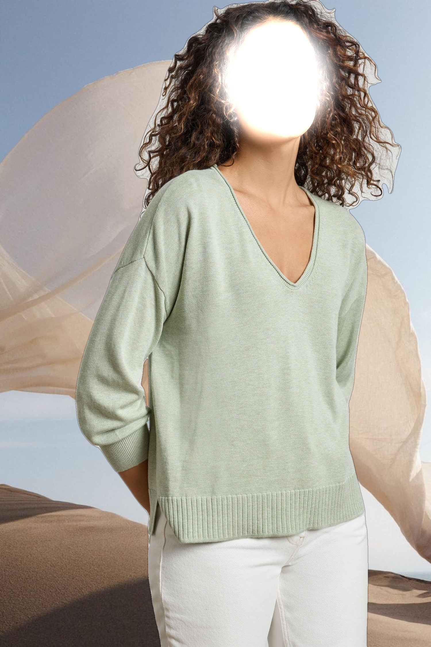 3/4 Sleeve Drop Shoulder Sweater