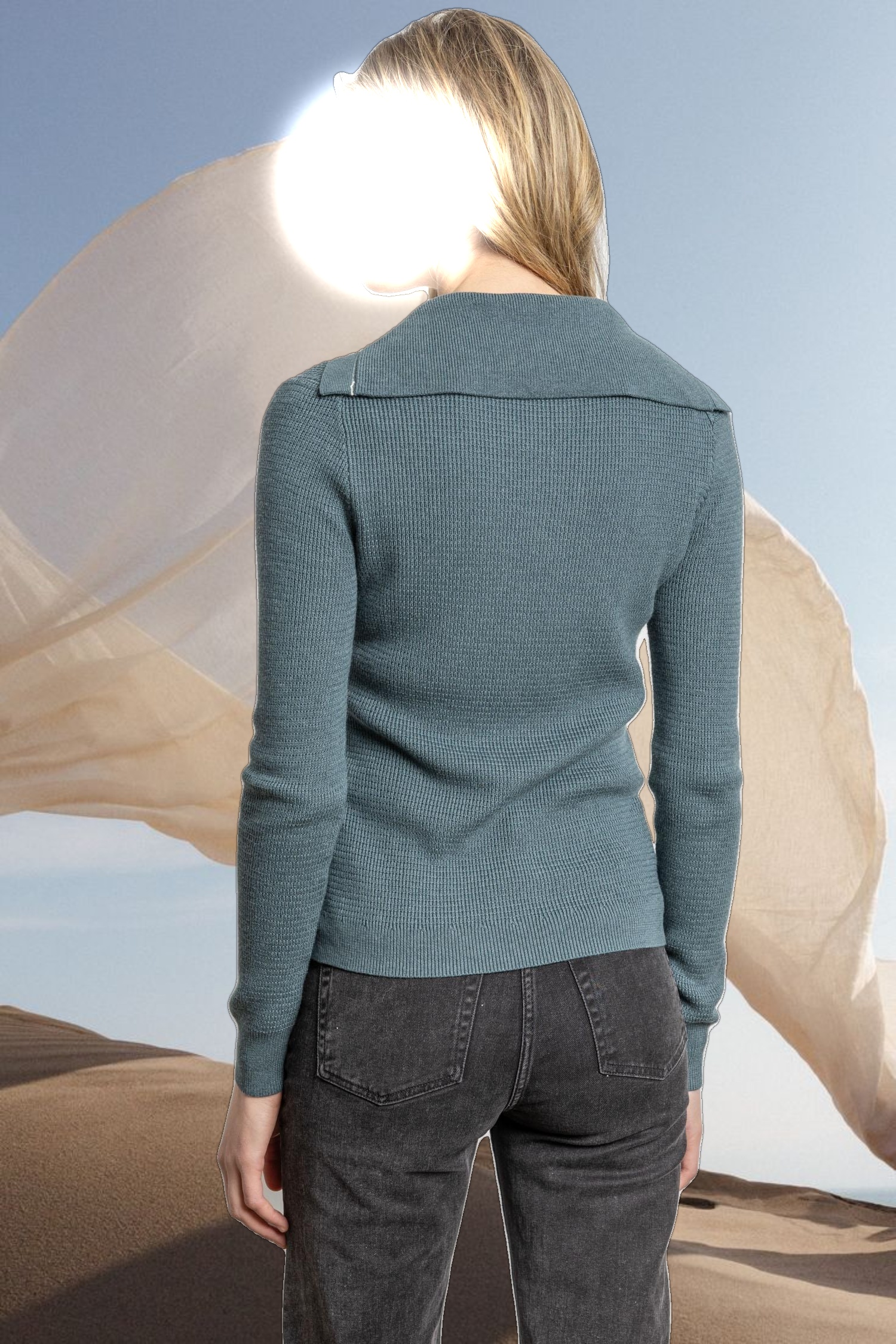 Button Collar Henley Sweater