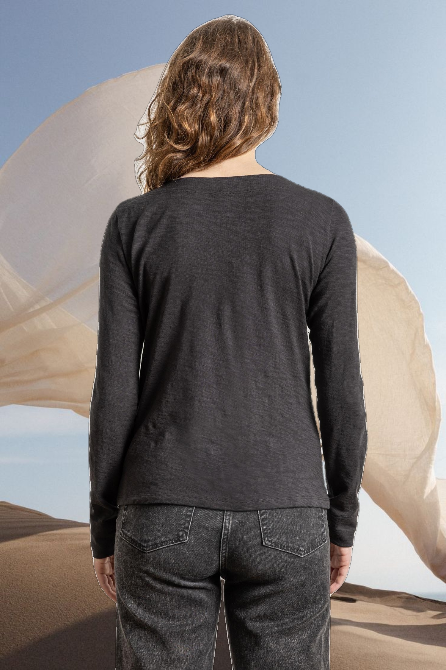 Long Sleeve Seamed Boatneck