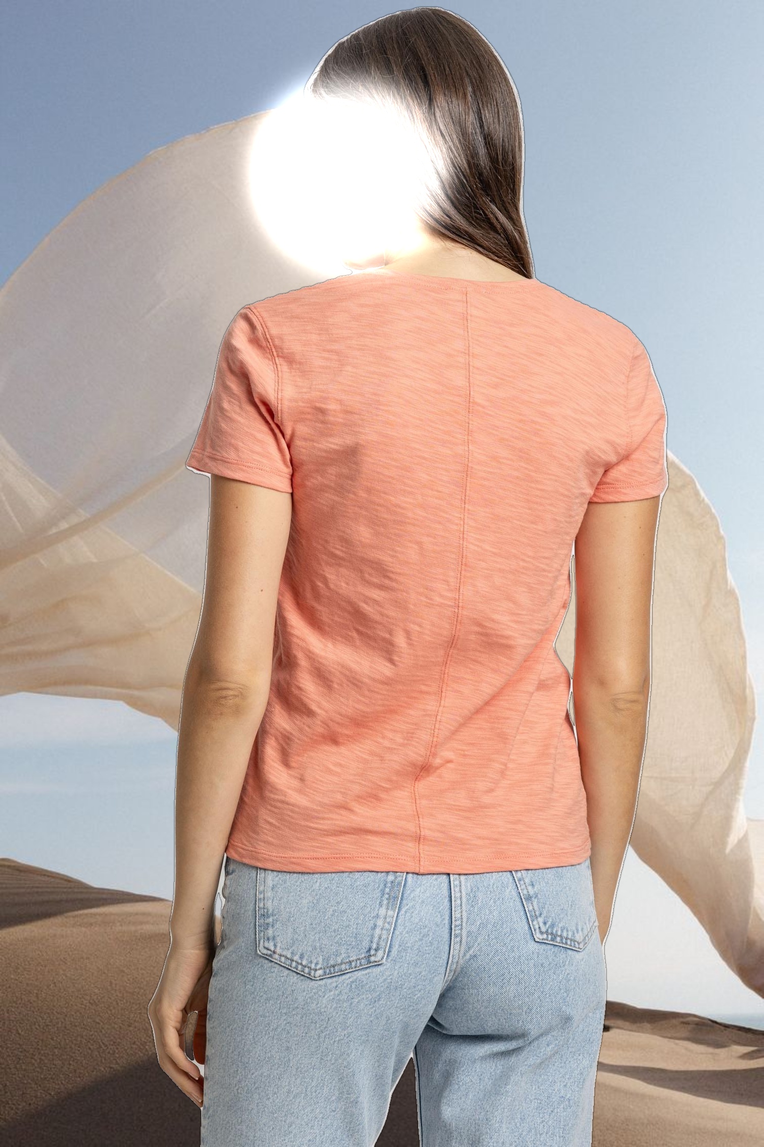 V-Neck Short Sleeve Back Seam Tee