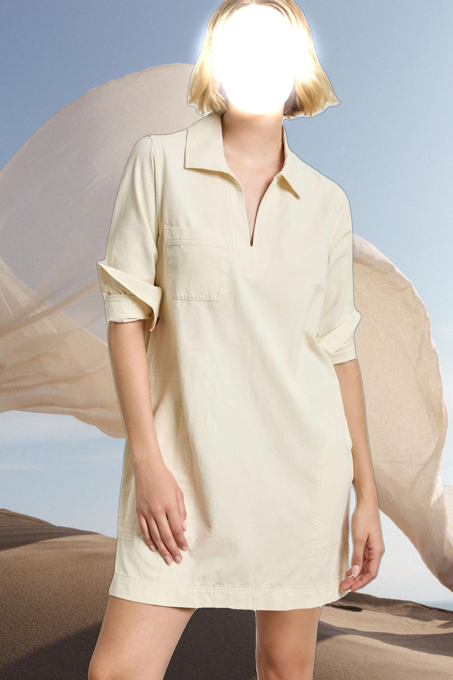 Split Neck Collared Dress