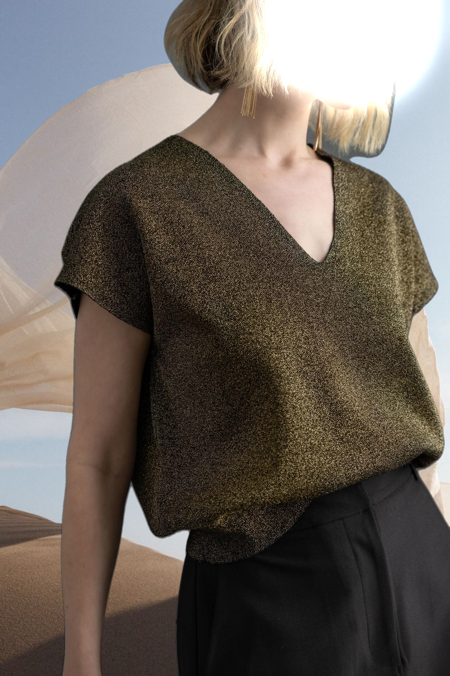 Metallic V-Neck Sweater