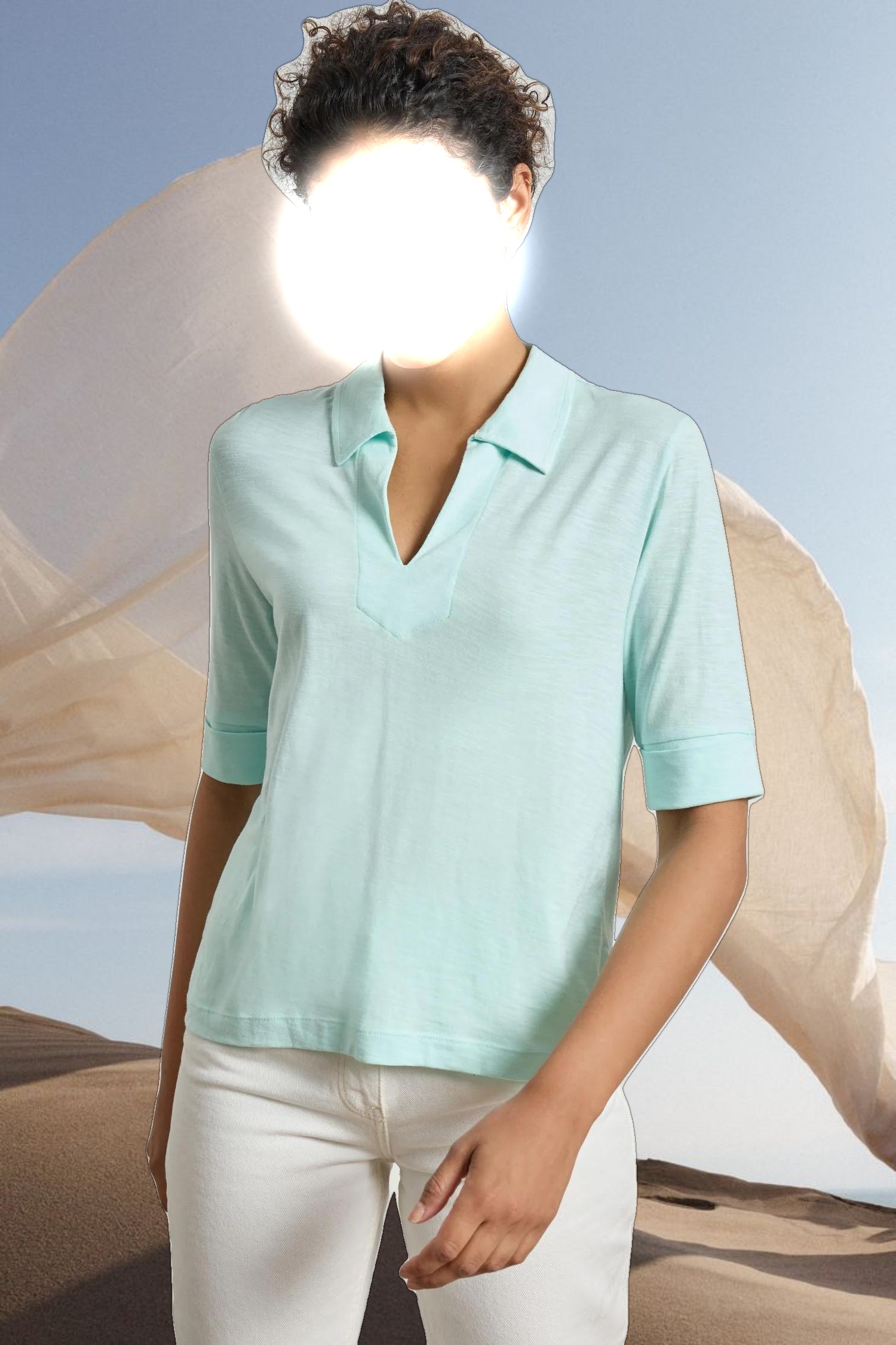 Elbow Sleeve Collared Tee