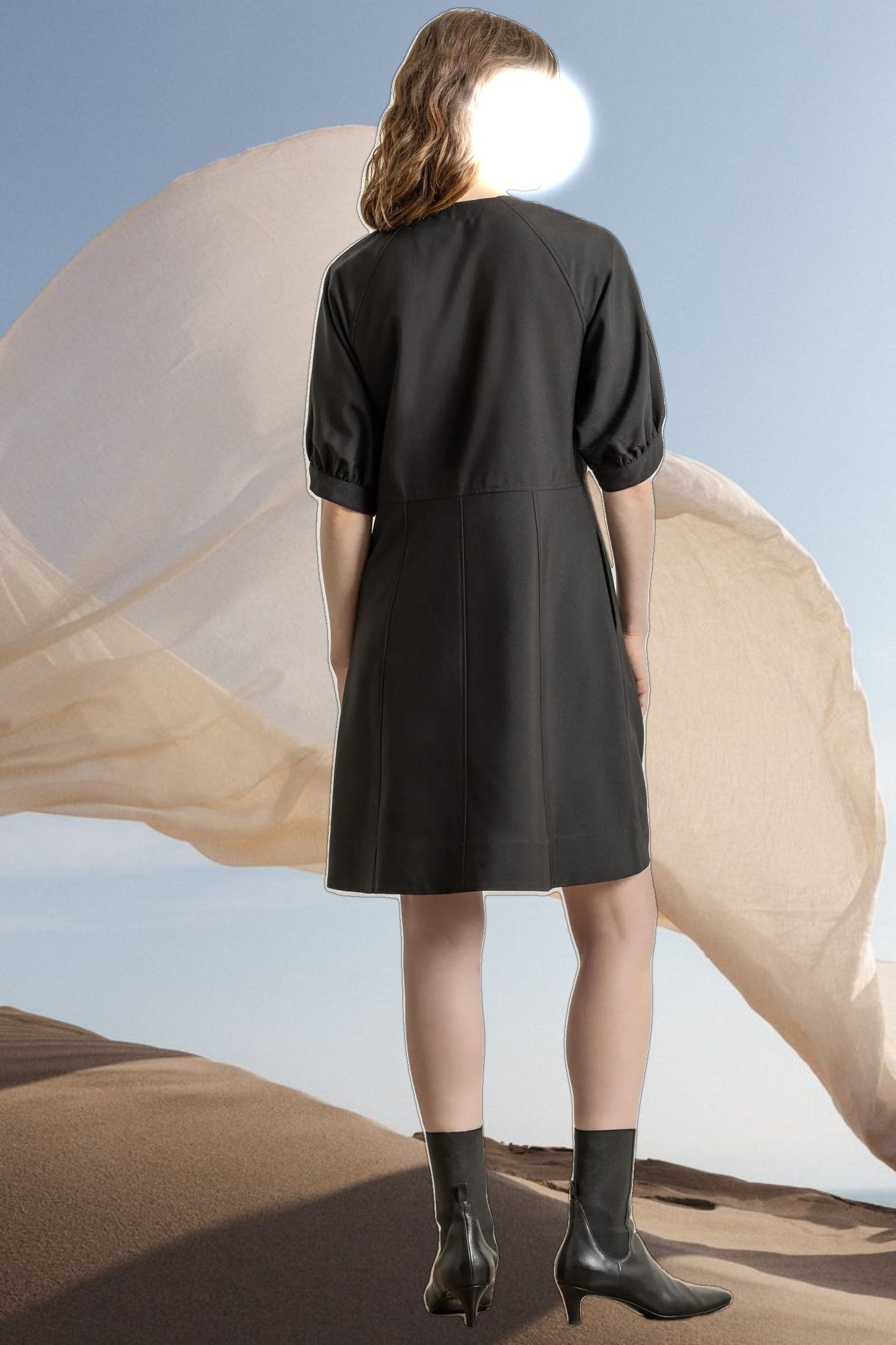 Zip Front Flared Dress