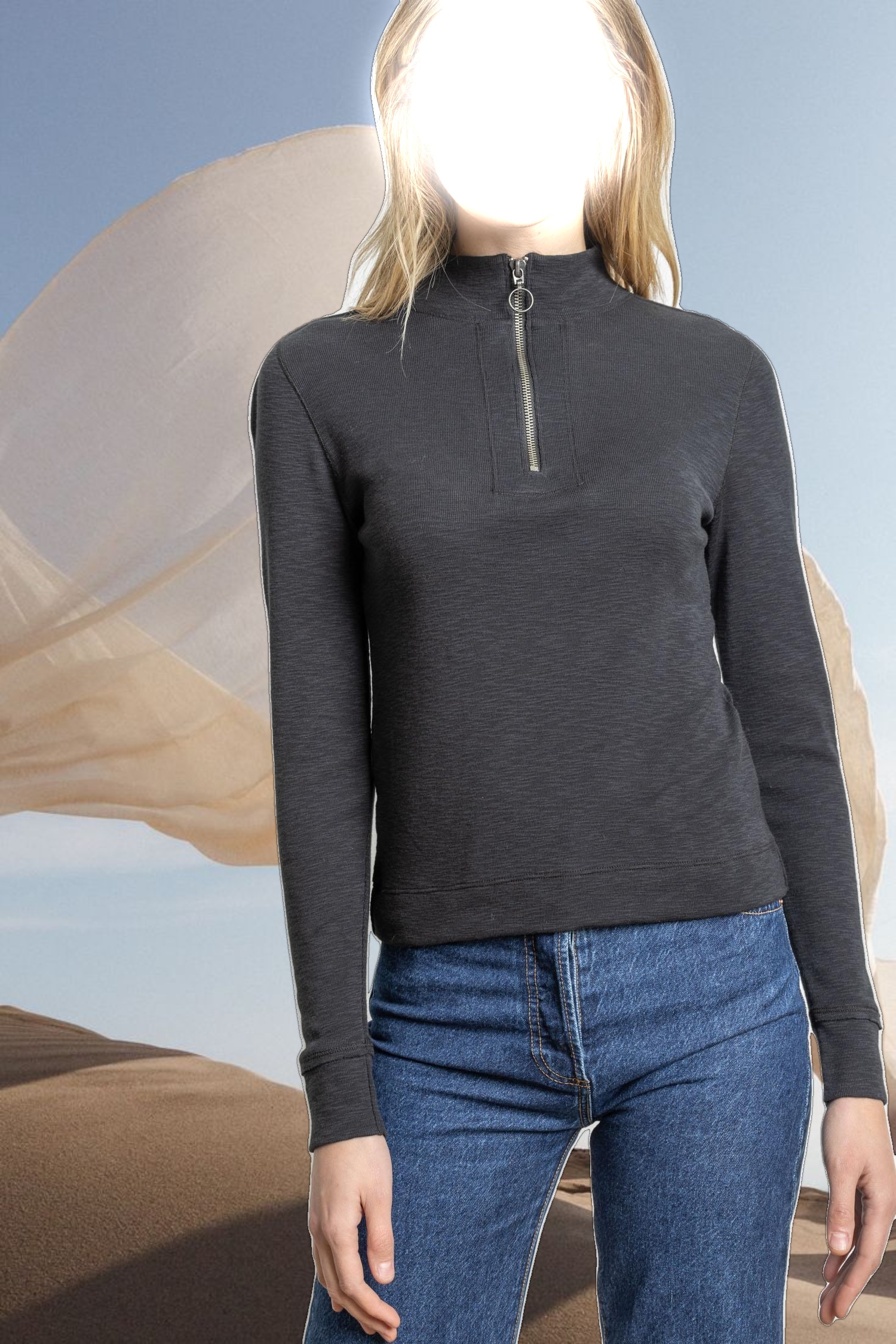 Zip Front Mock Neck