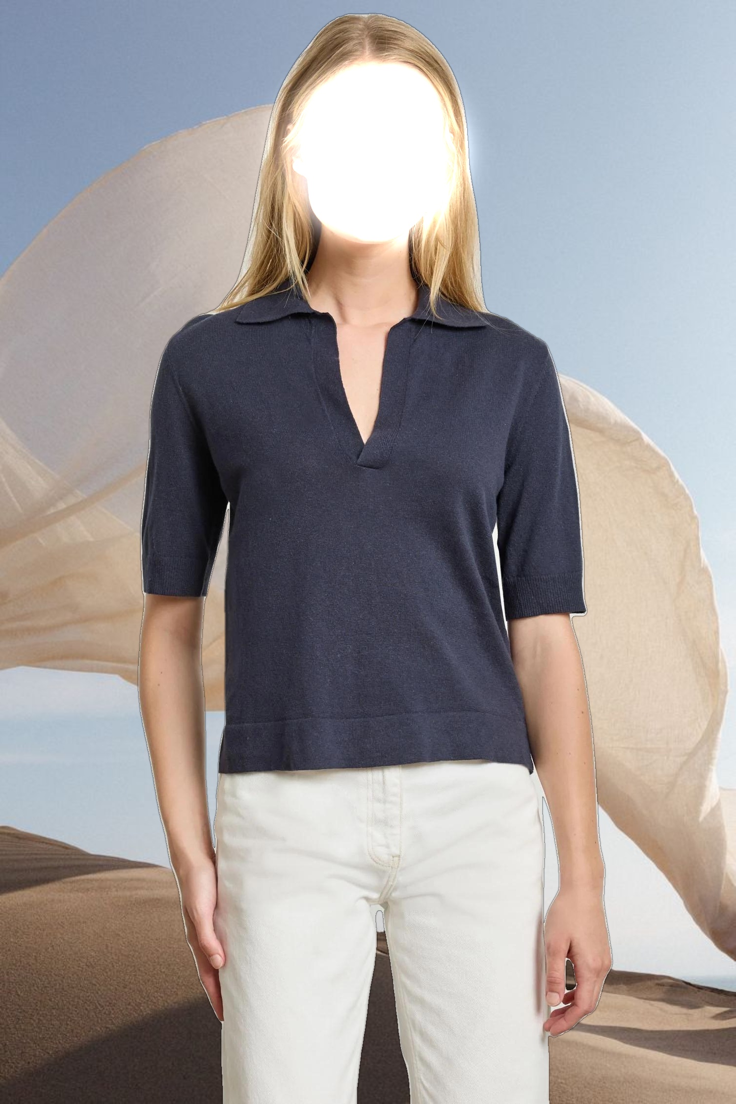 Elbow Sleeve Polo Sweater