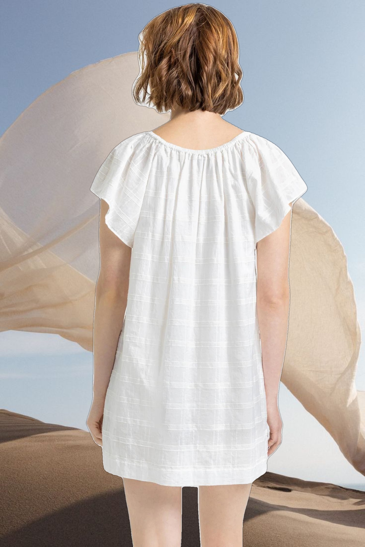 Flutter Sleeve Raglan Dress