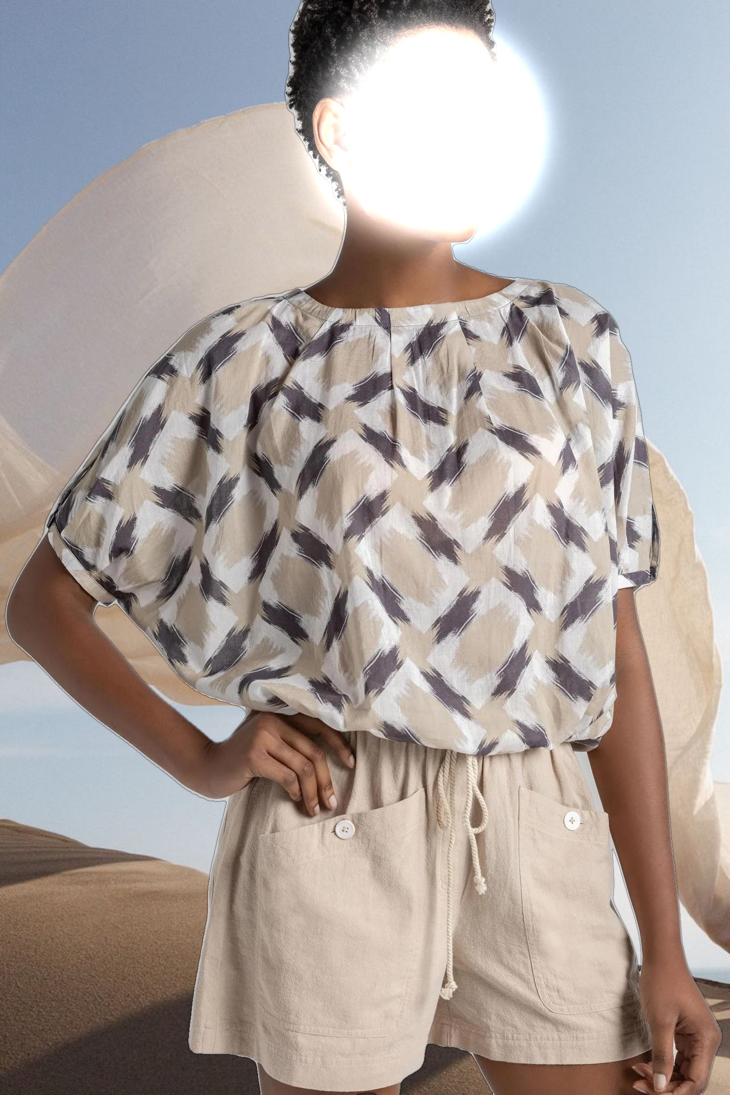 Short Sleeve Tie Waist Top