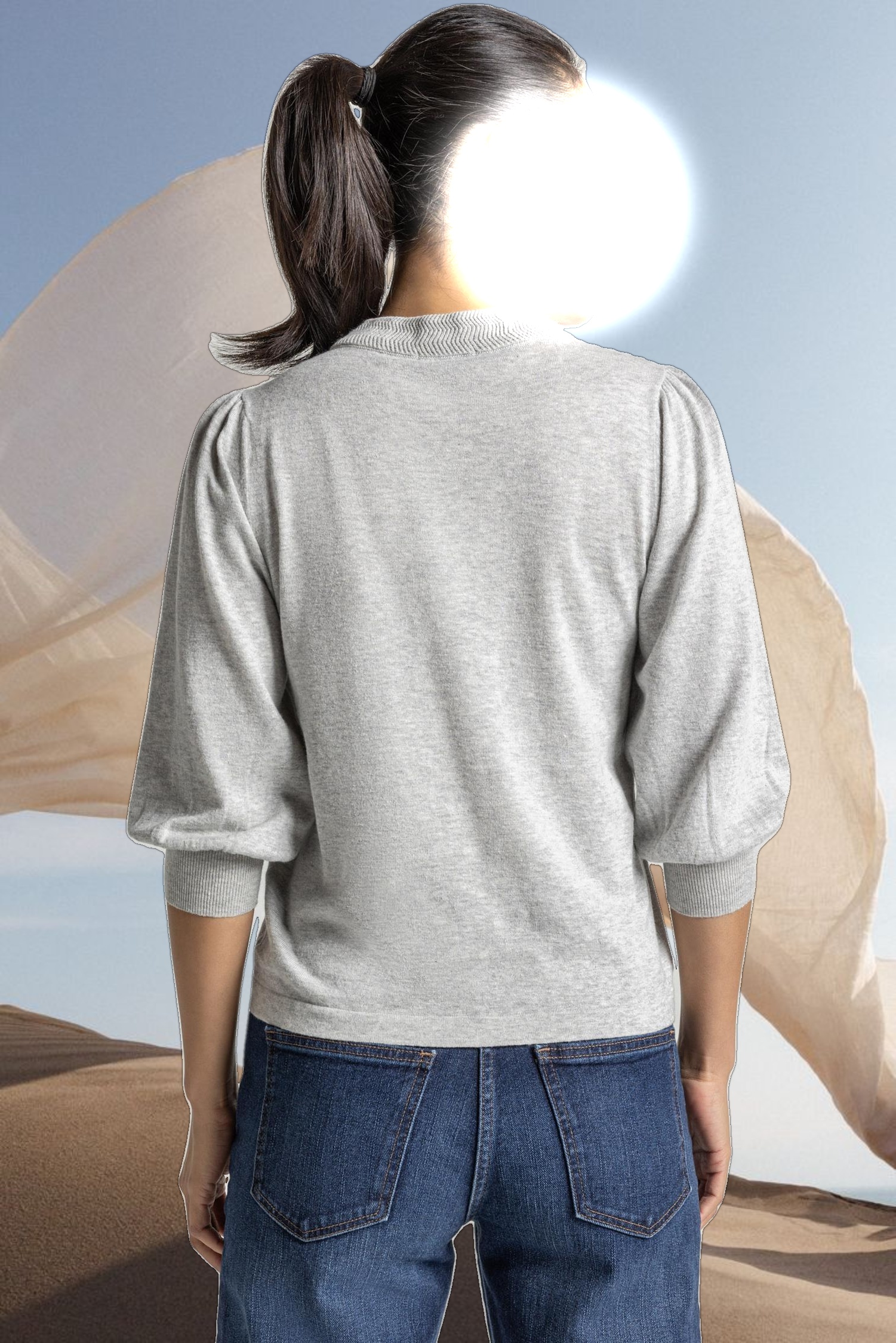 Puff Sleeve Crewneck Sweater