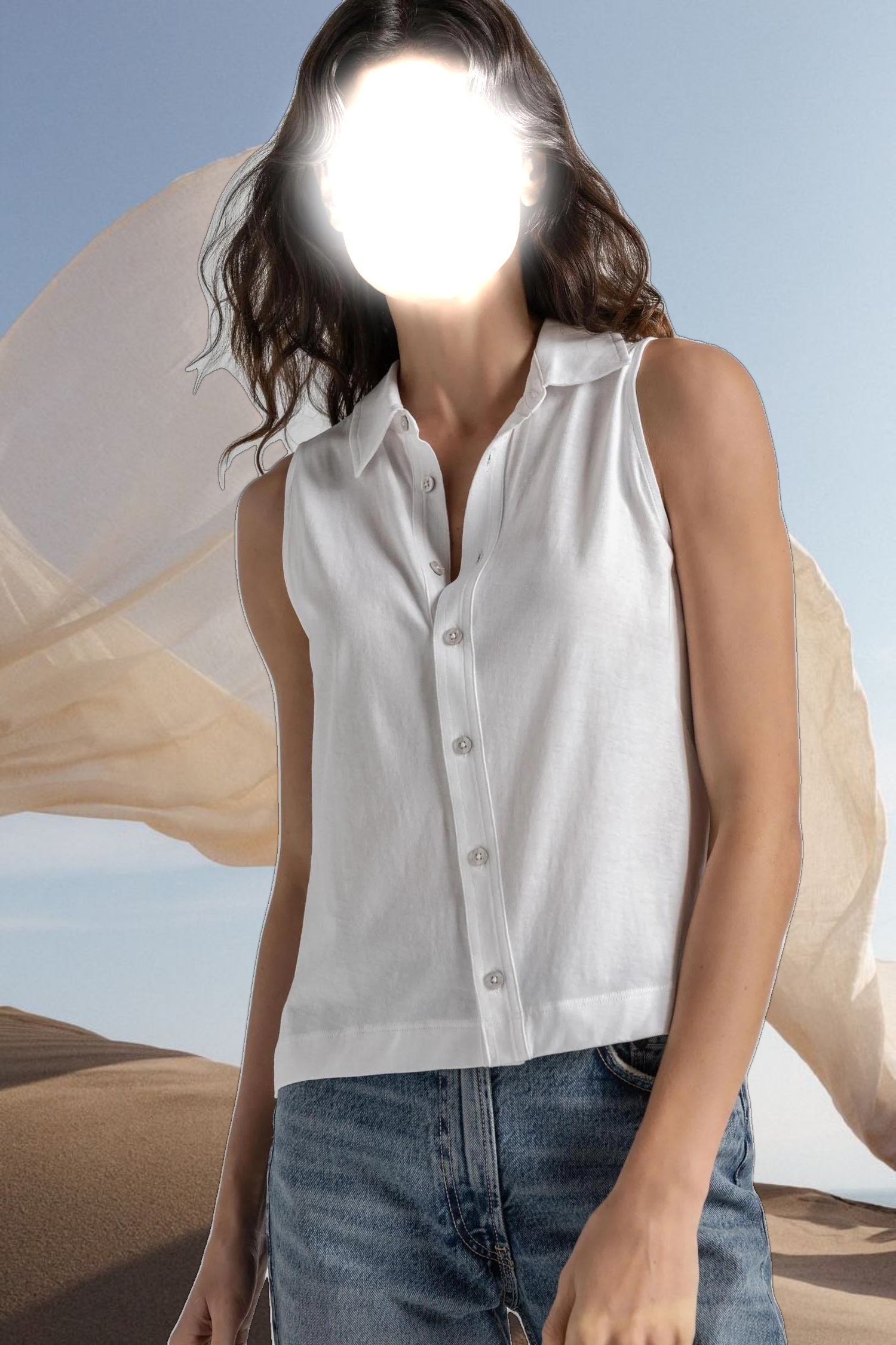 Sleeveless Button Down