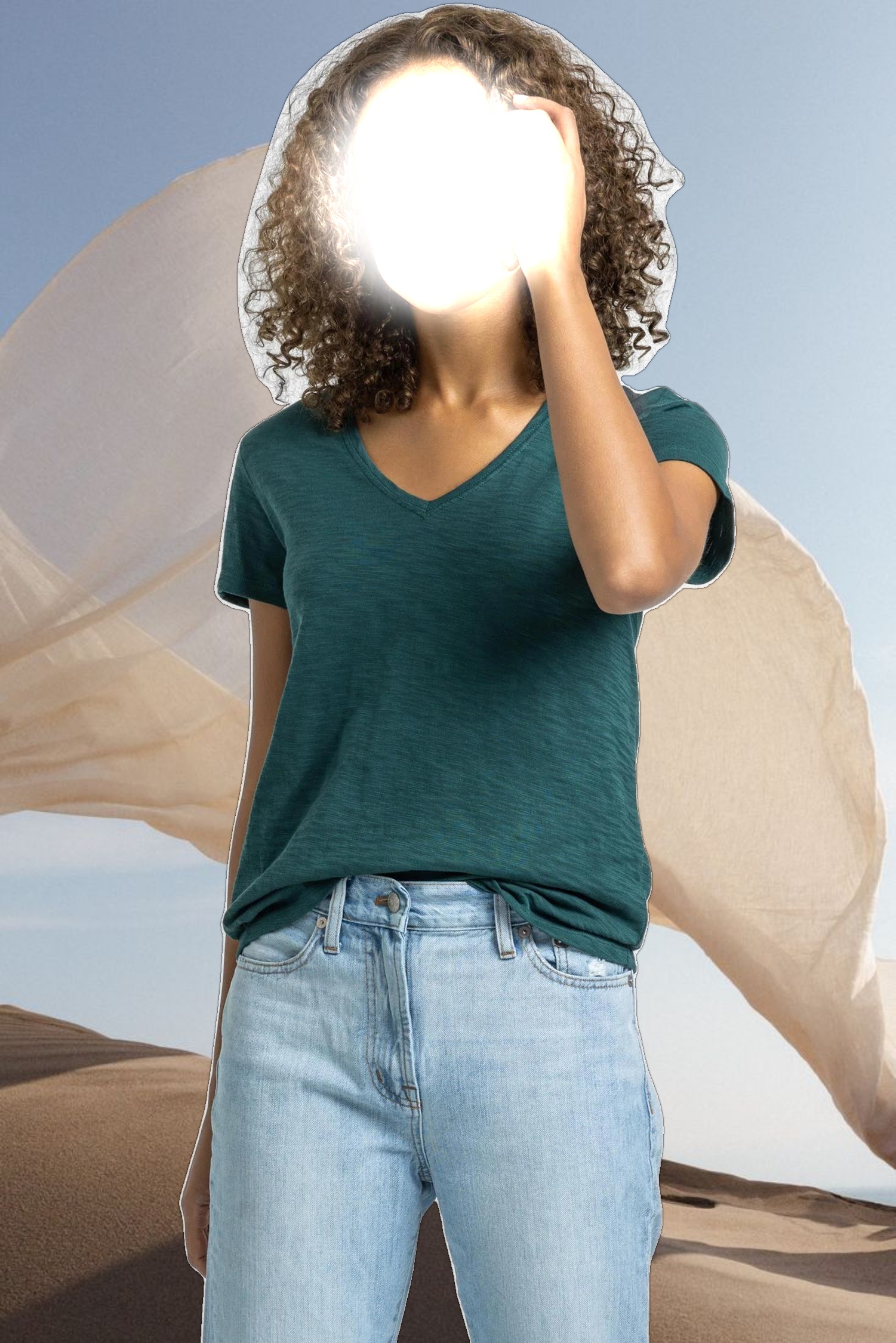 V-Neck Short Sleeve Back Seam Tee