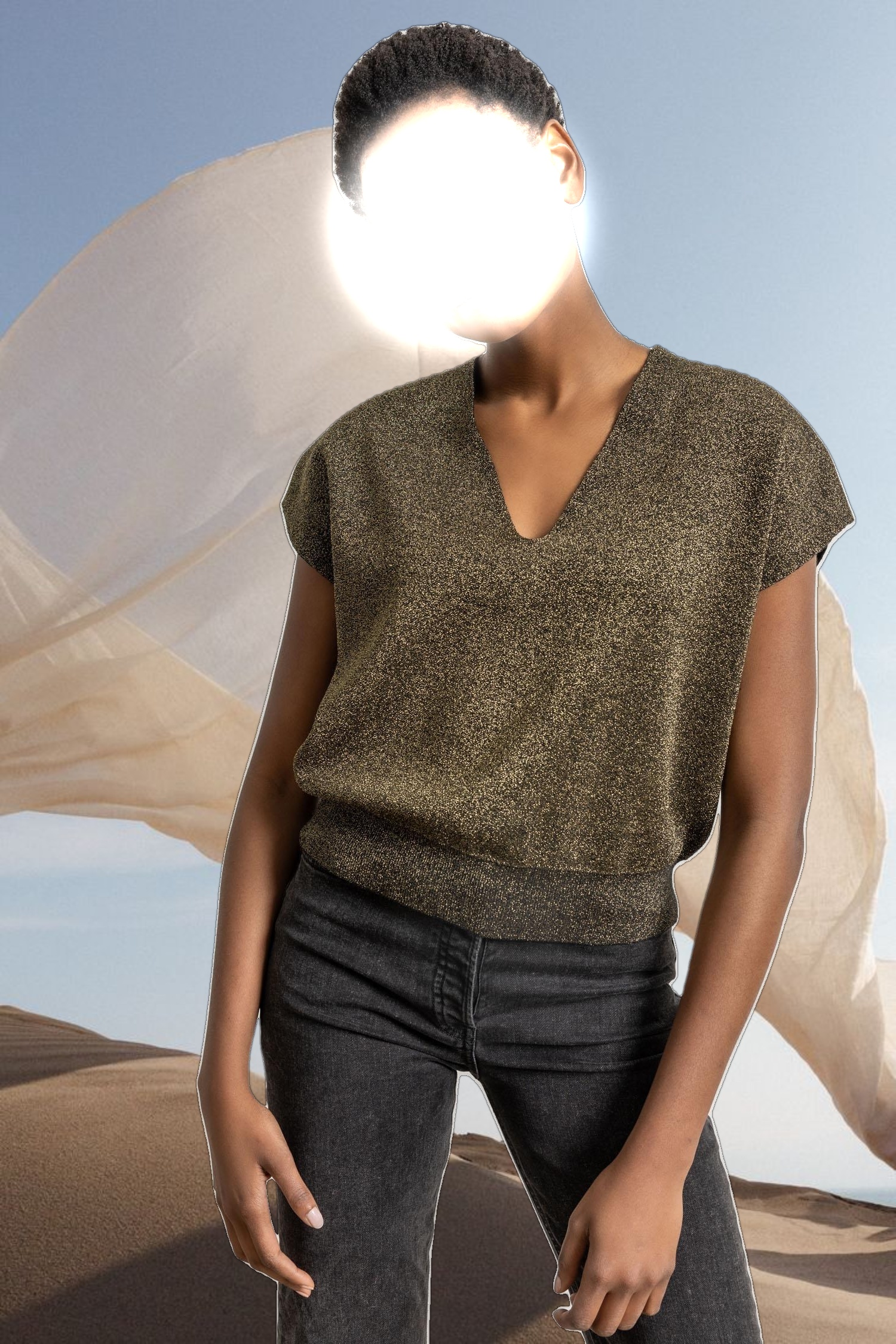 Metallic V-Neck Sweater