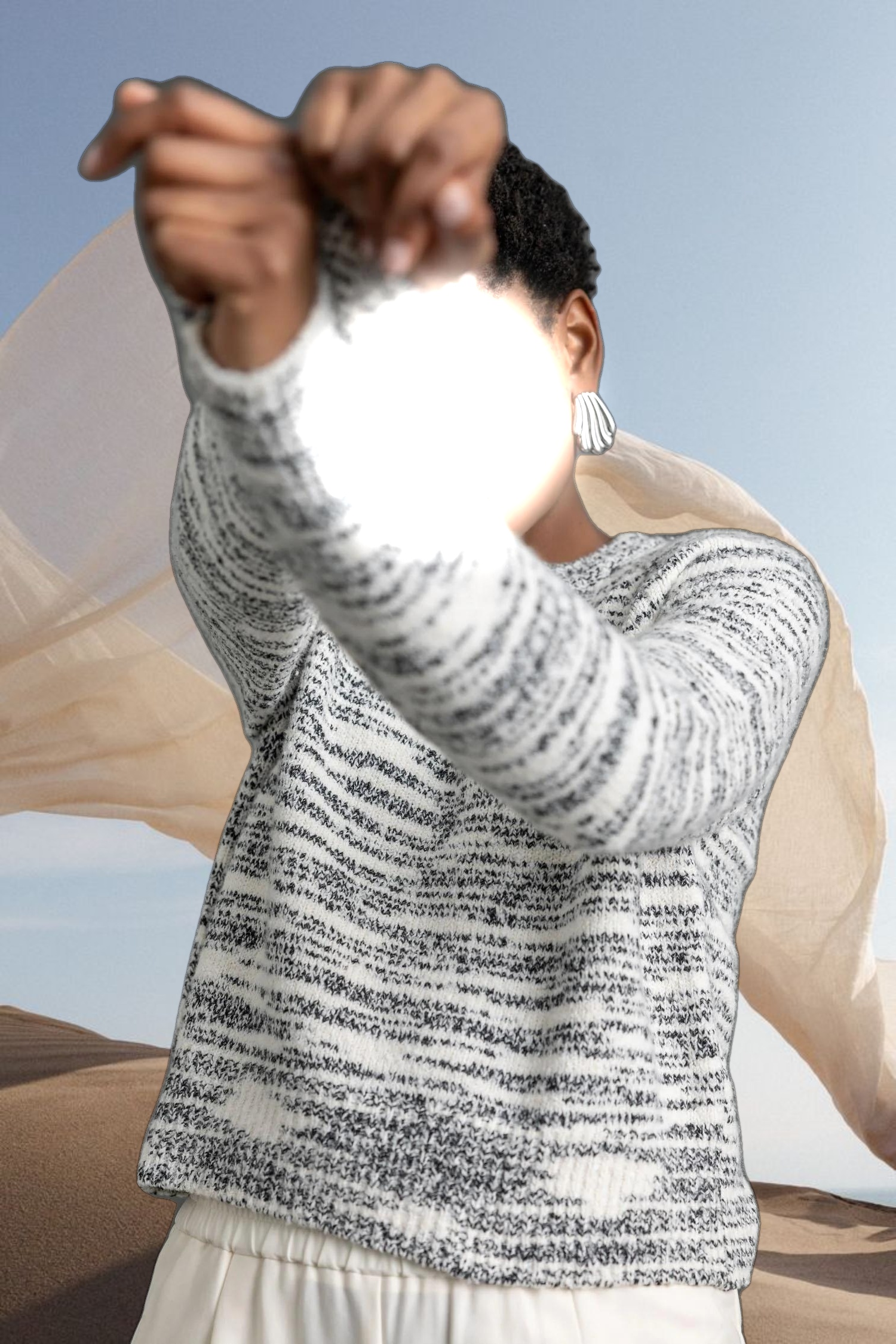 Ribbed Neck Raglan Sweater