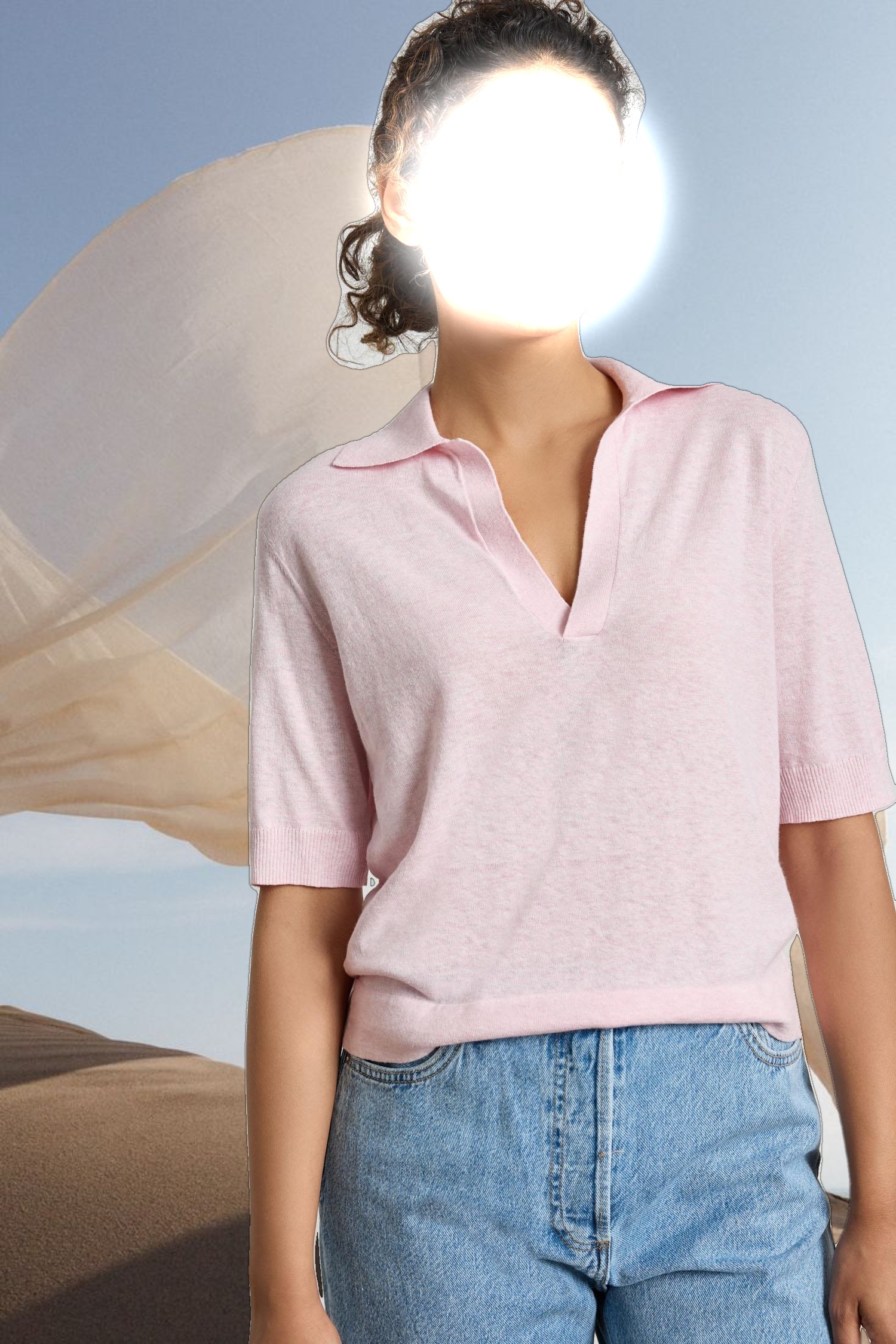 Elbow Sleeve Polo Sweater