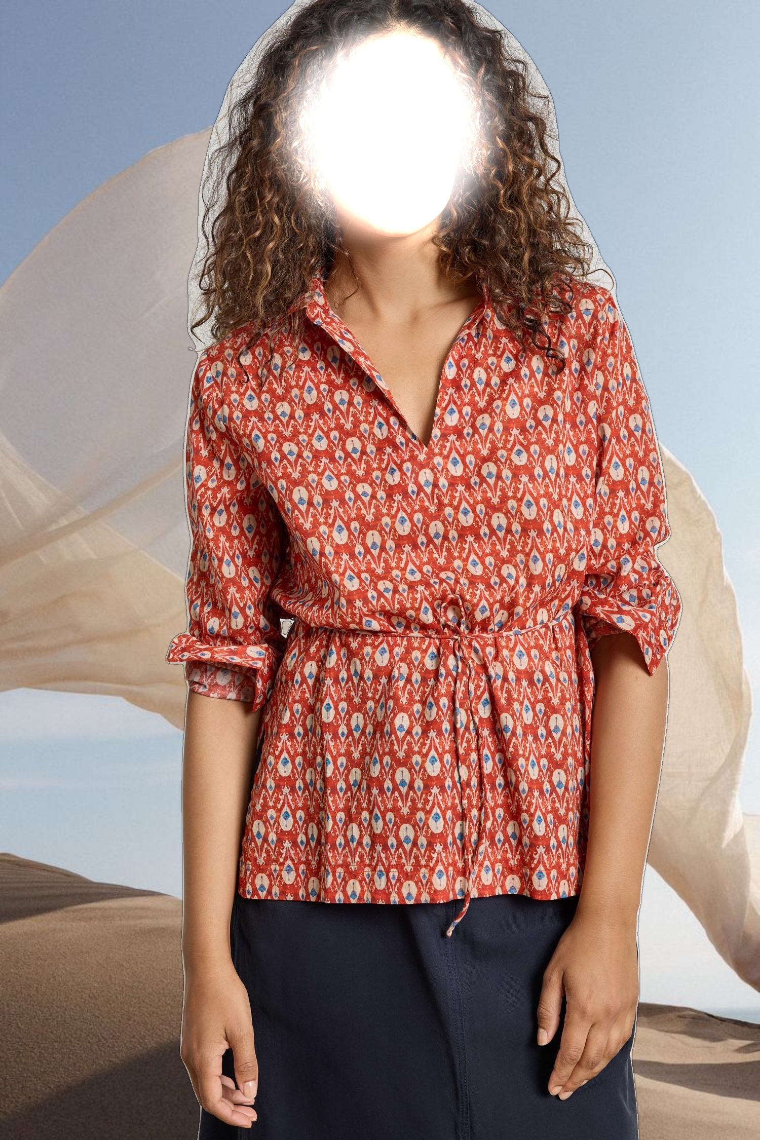 Collared Split Neck Top