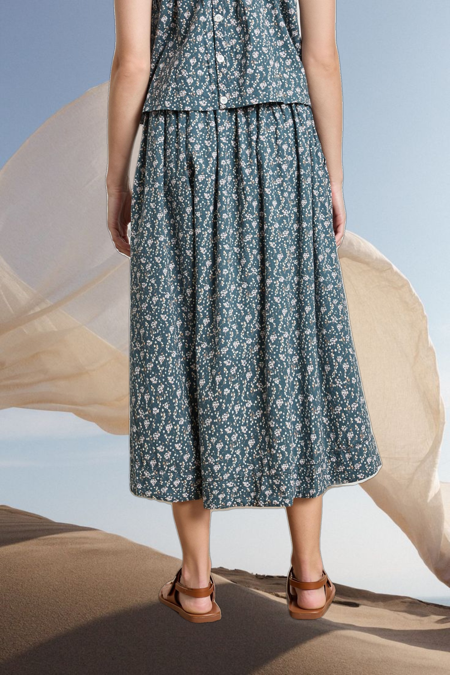 Faux Wrap Long Skirt
