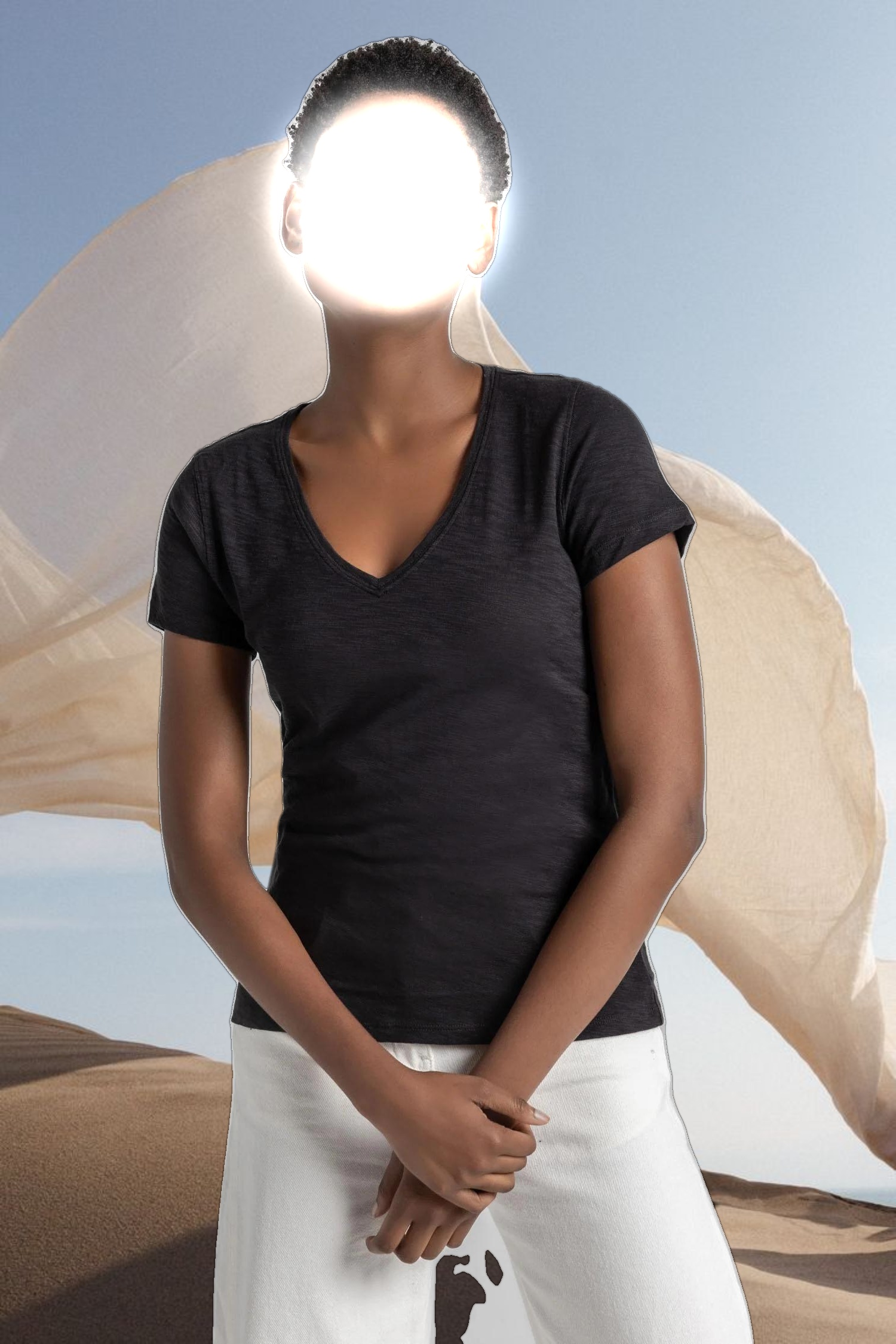 V-Neck Short Sleeve Back Seam Tee