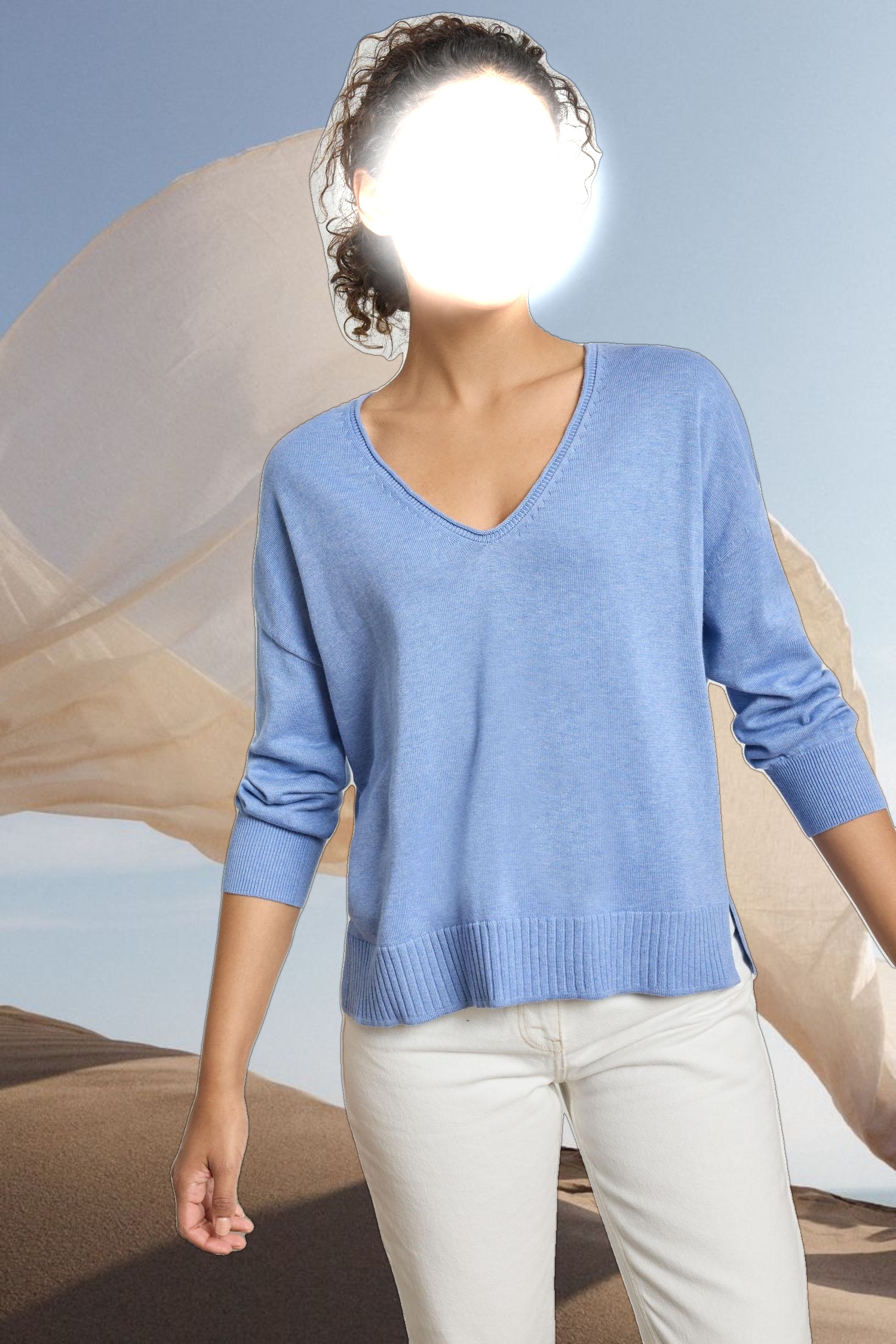 3/4 Sleeve Drop Shoulder Sweater