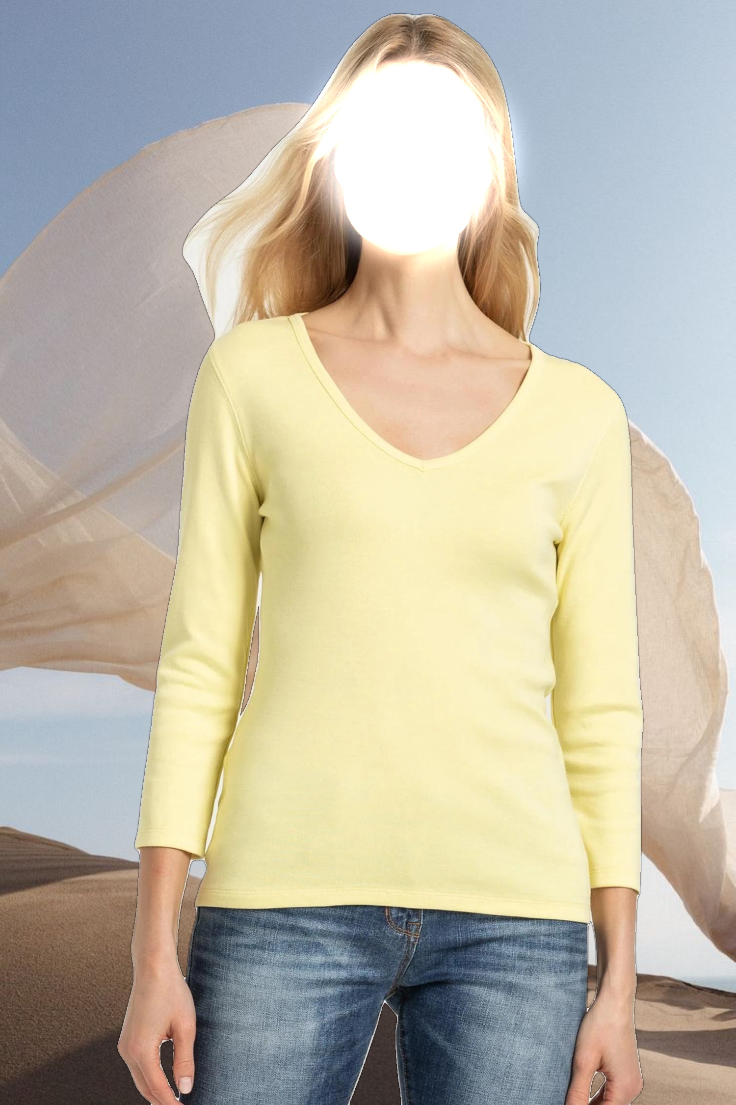 3/4 Sleeve V-Neck