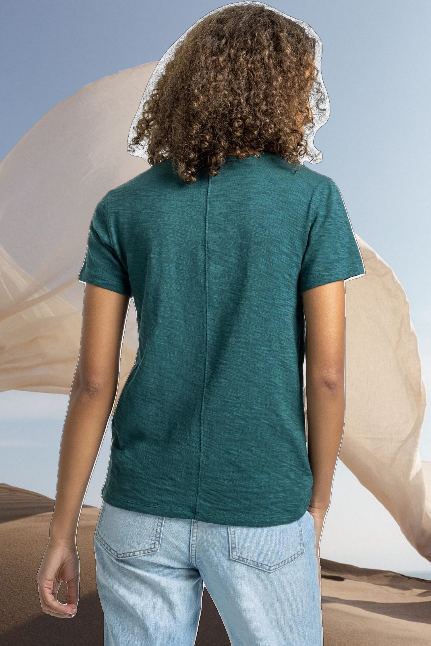 V-Neck Short Sleeve Back Seam Tee