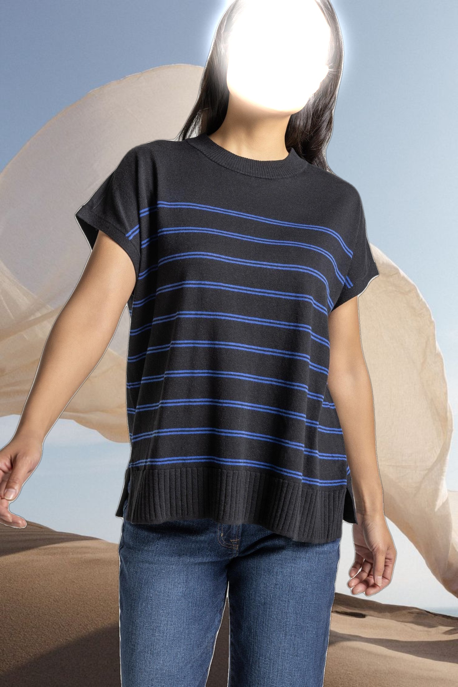 Striped Poncho Sweater