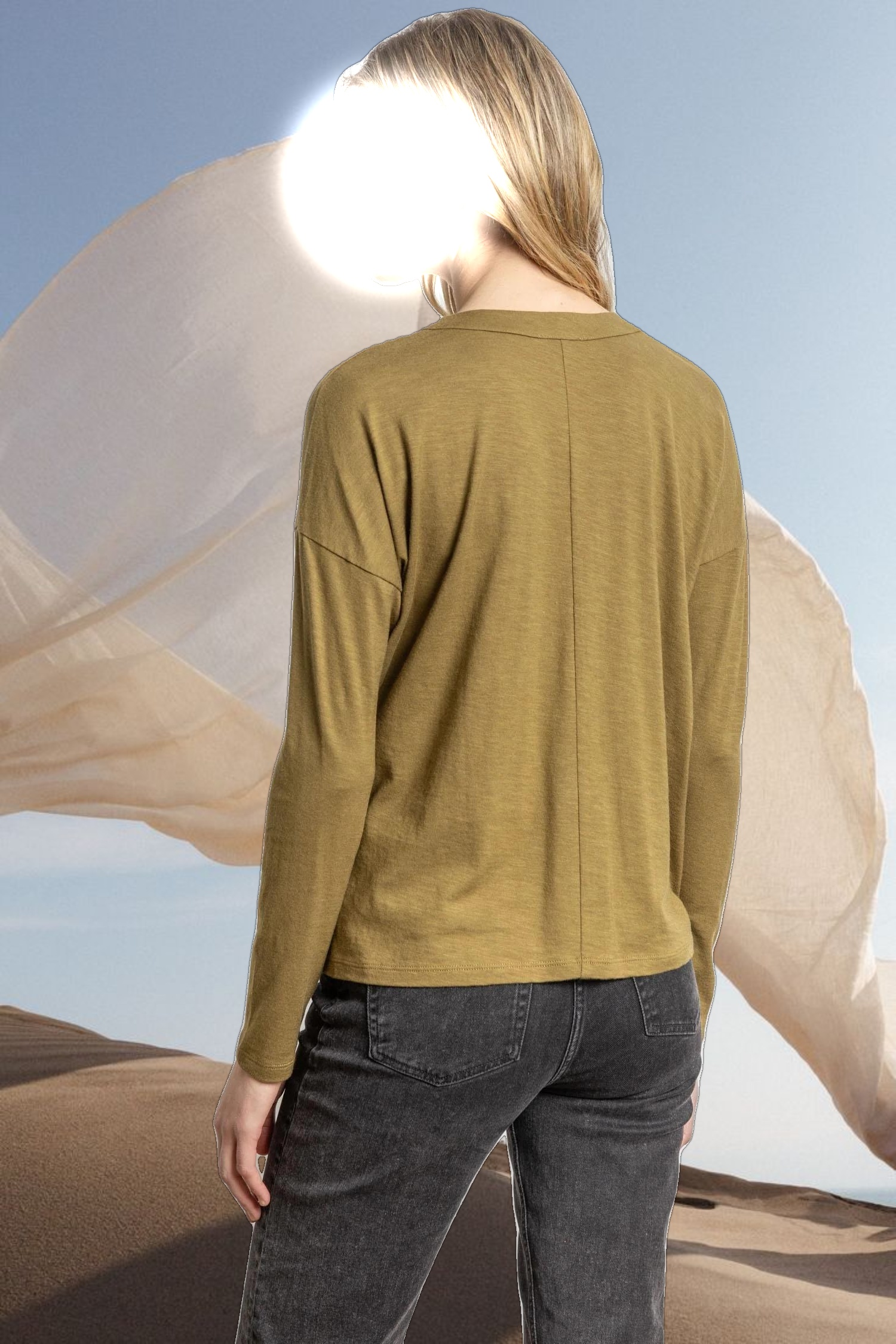 Drop Shoulder V-Neck