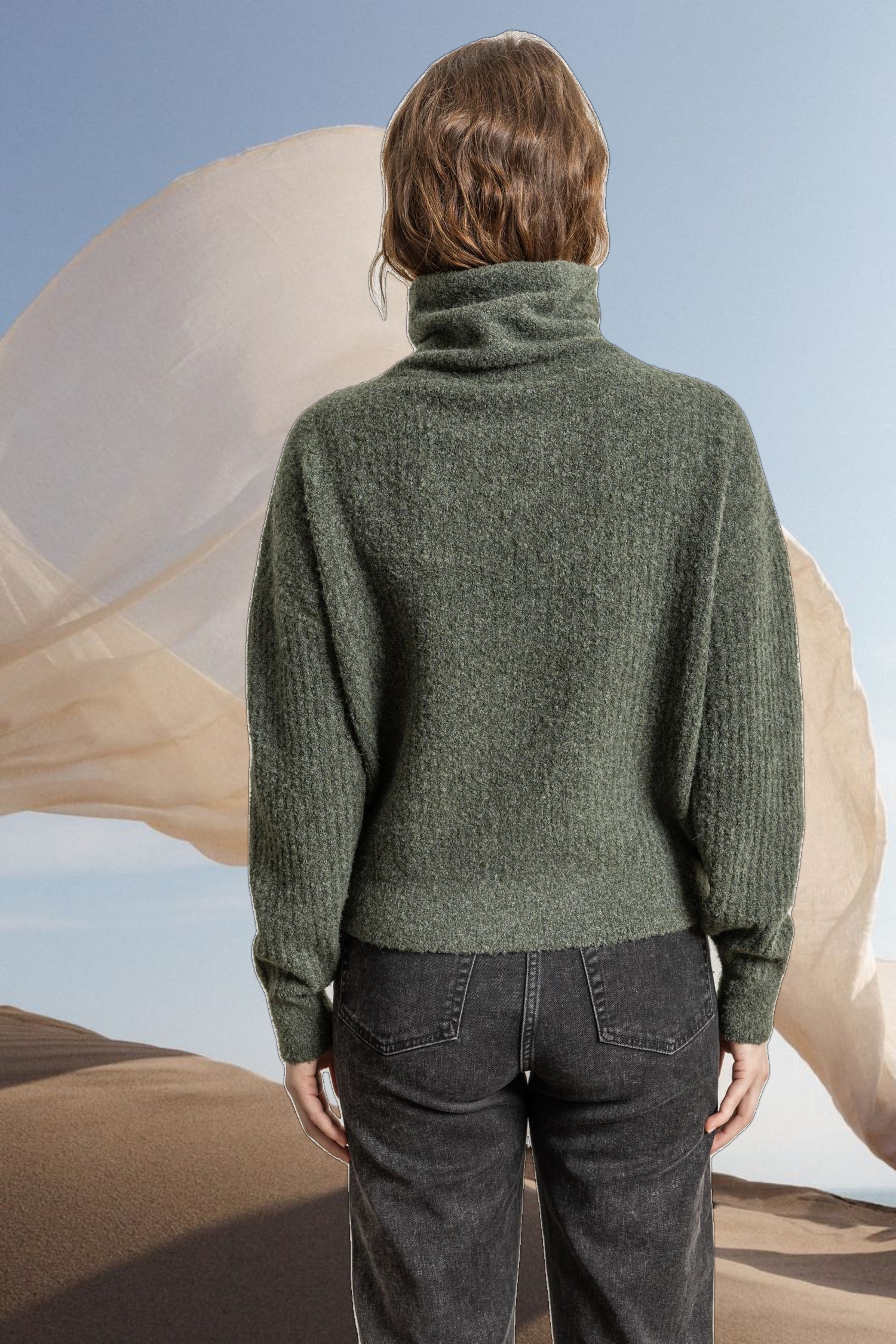 Ribbed Wrap Collar Sweater