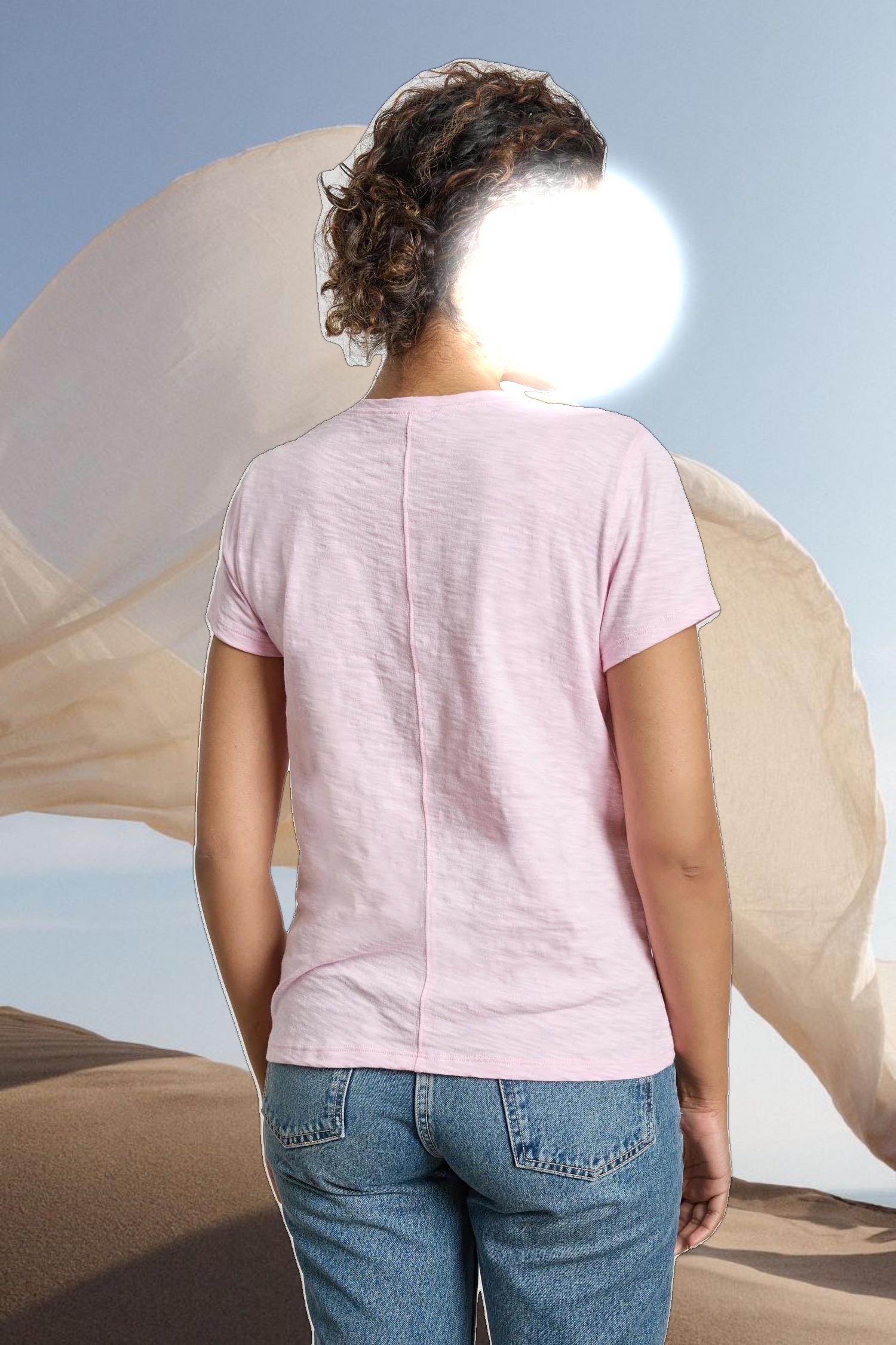 Short Sleeve Back Seam V-Neck