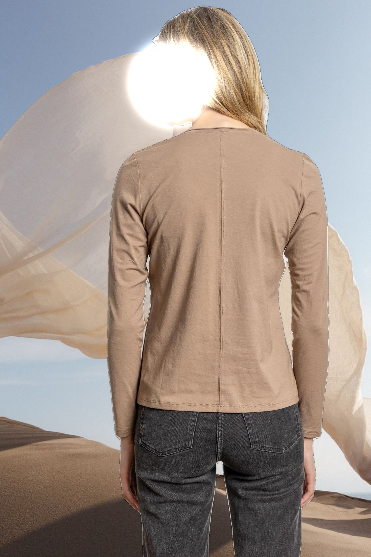 Rolled Edge V-Neck Tee