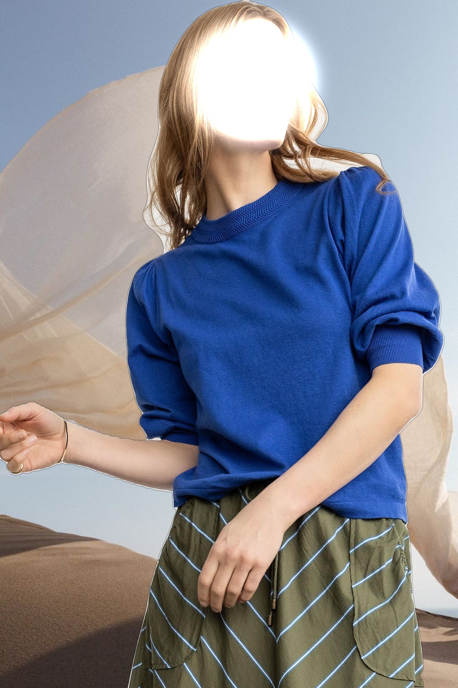 Puff Sleeve Crewneck Sweater