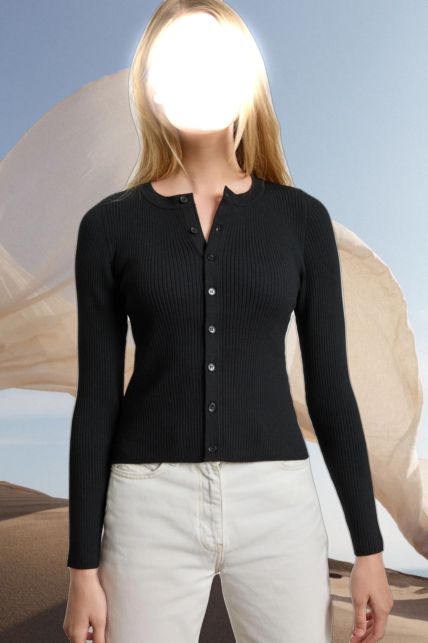 Cropped Ribbed Cardigan