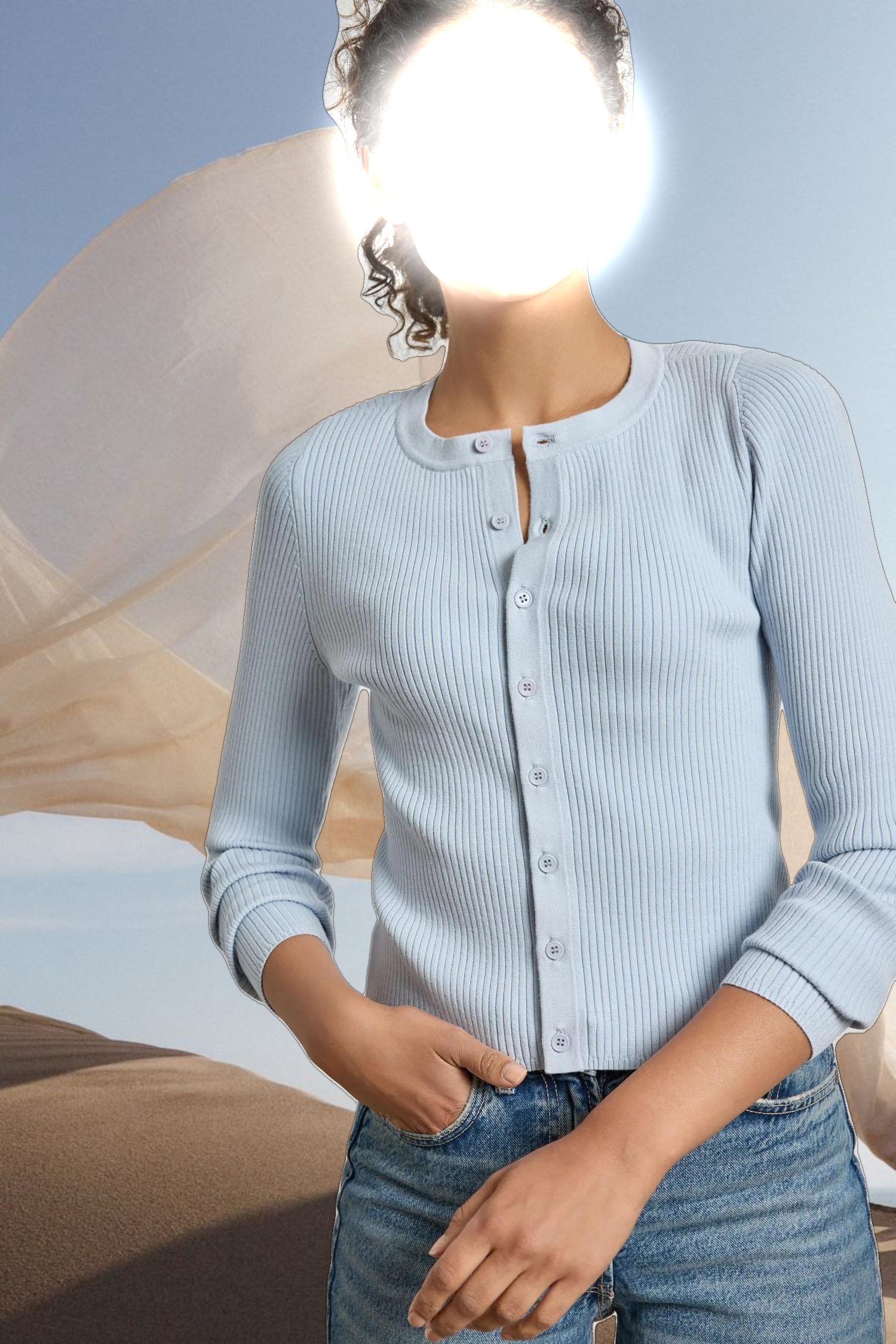 Cropped Ribbed Cardigan