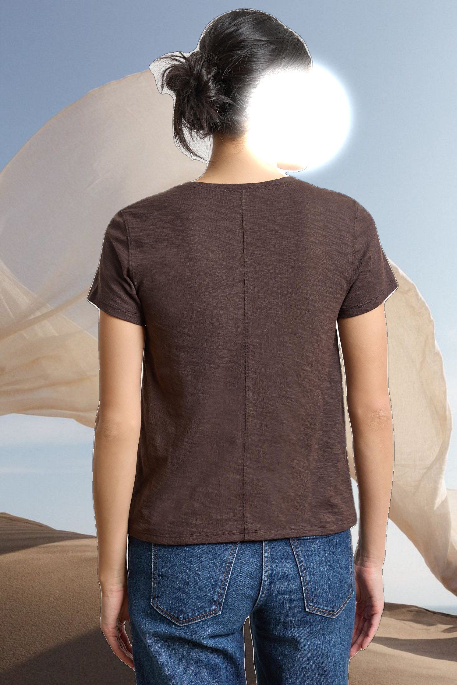 Short Sleeve Back Seam V-Neck
