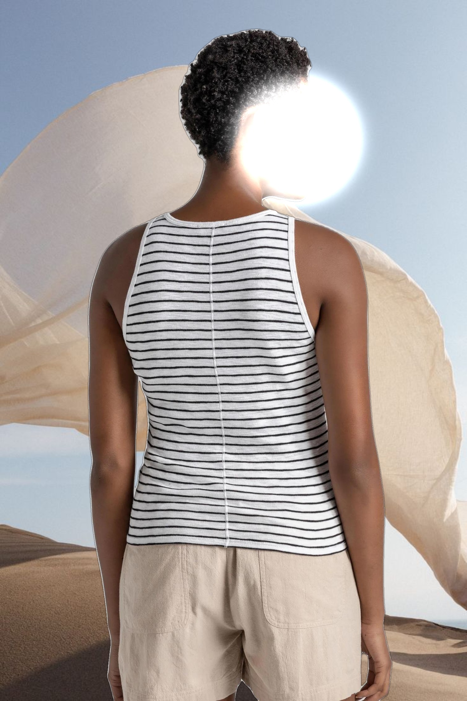 Striped High Neck Tank