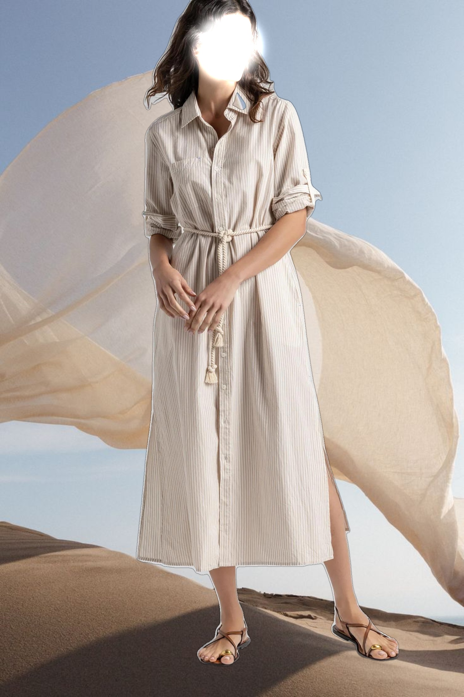 Striped Maxi Shirt Dress