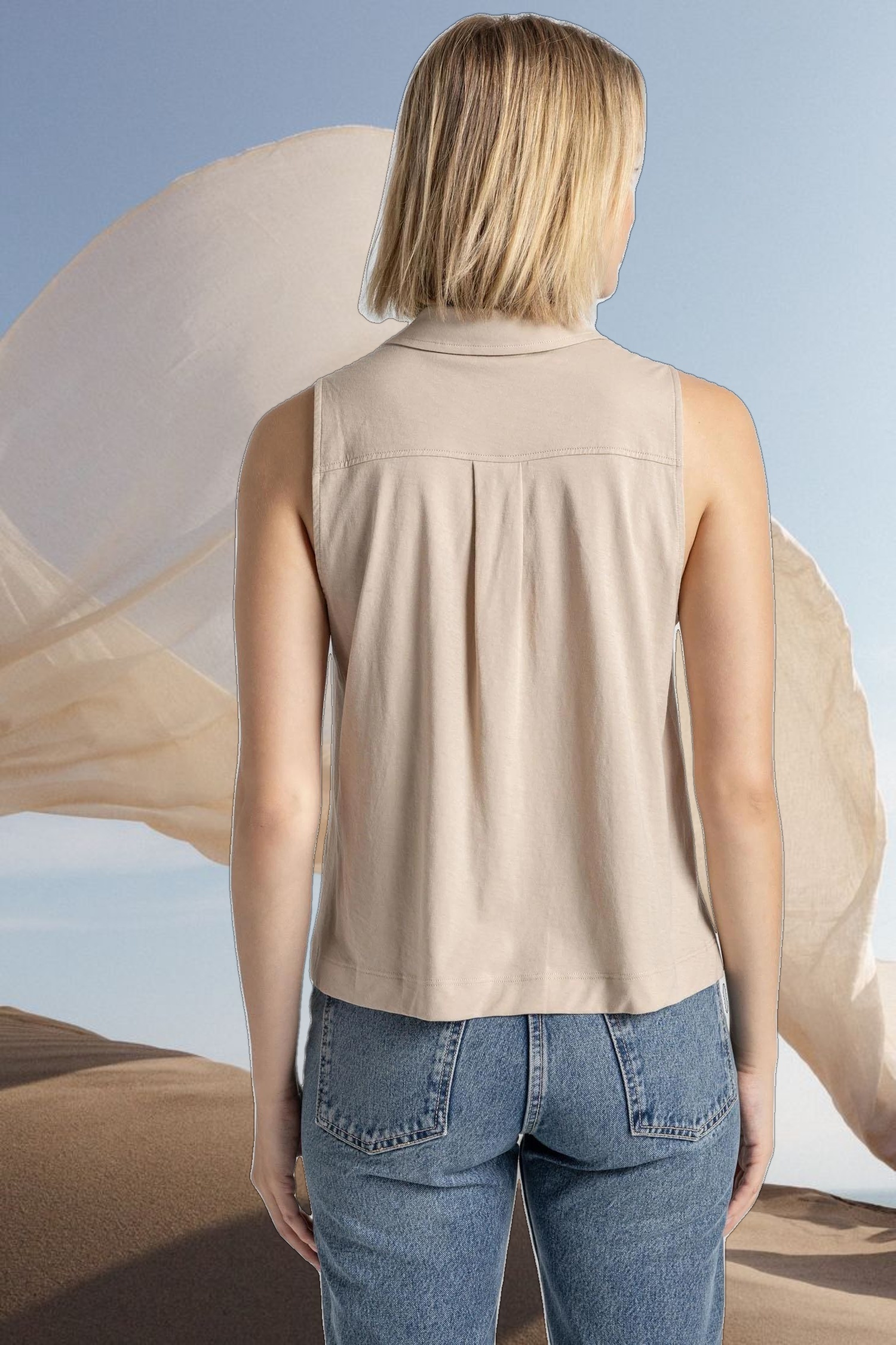 Sleeveless Button Down