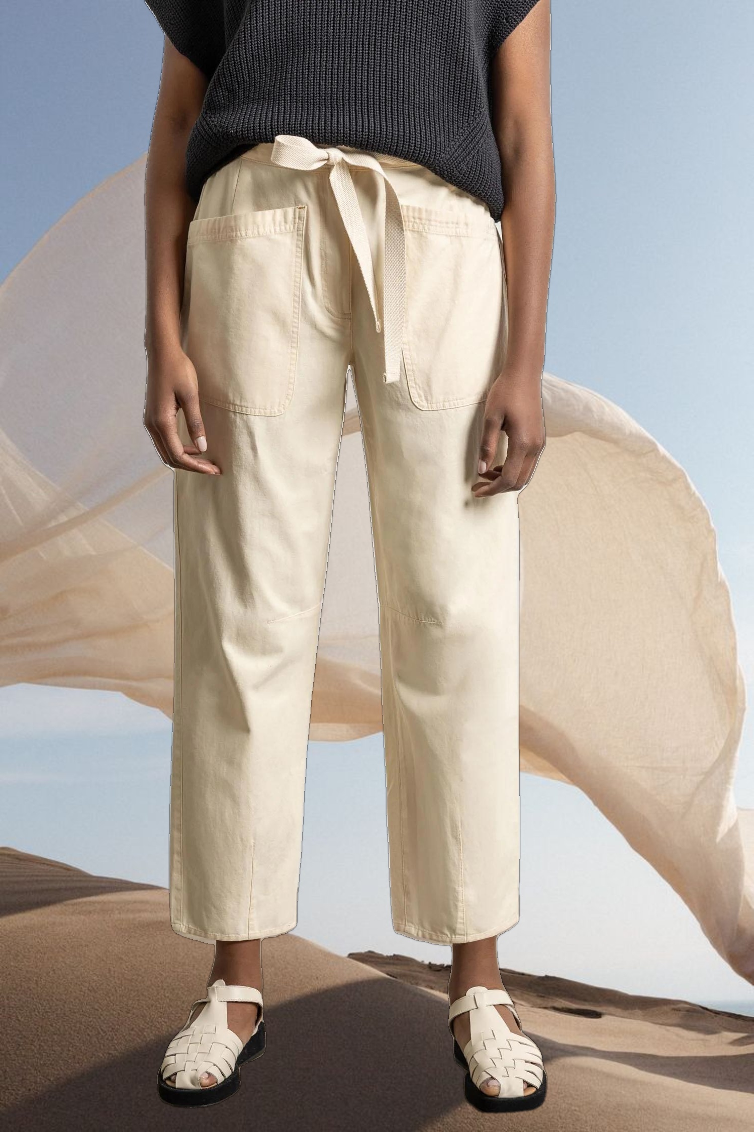 Tie Waist Barrel Pant