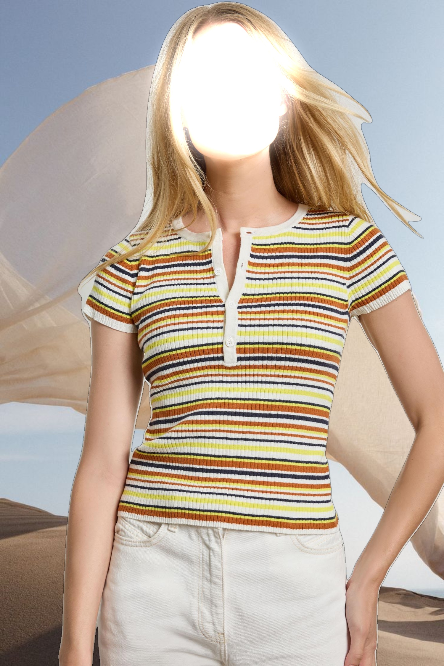 Striped Short Sleeve Henley