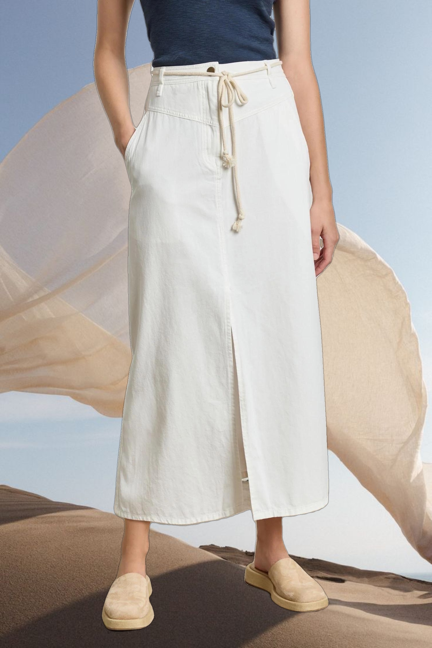 Yoke Waist Maxi Skirt