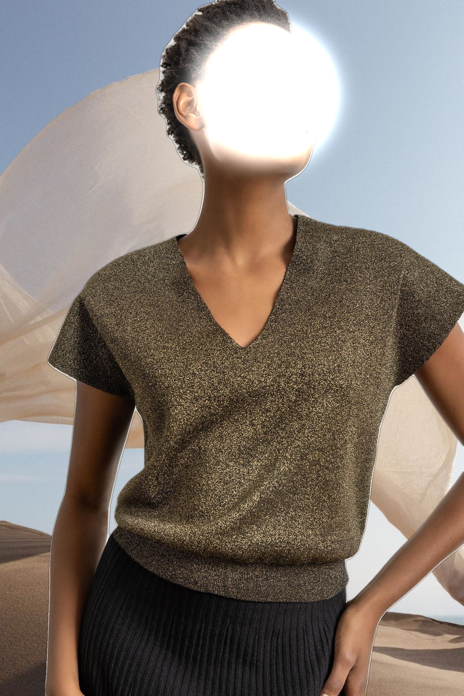 Metallic V-Neck Sweater