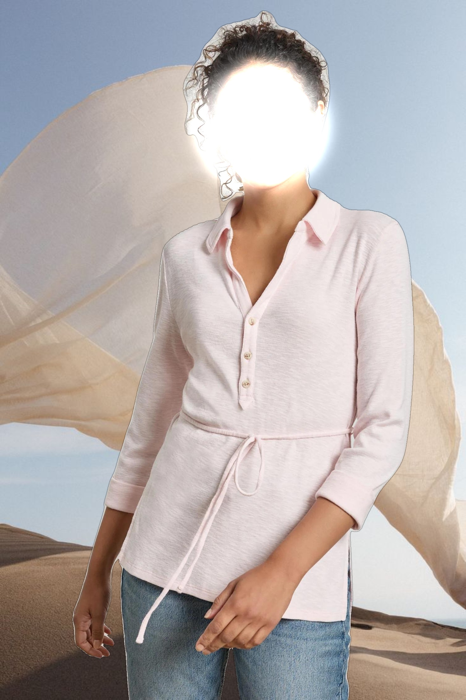 3/4 Sleeve Collared Top