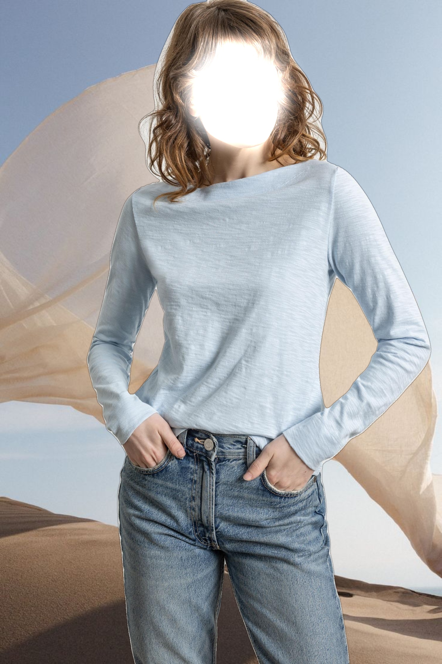 Long Sleeve Seamed Boatneck
