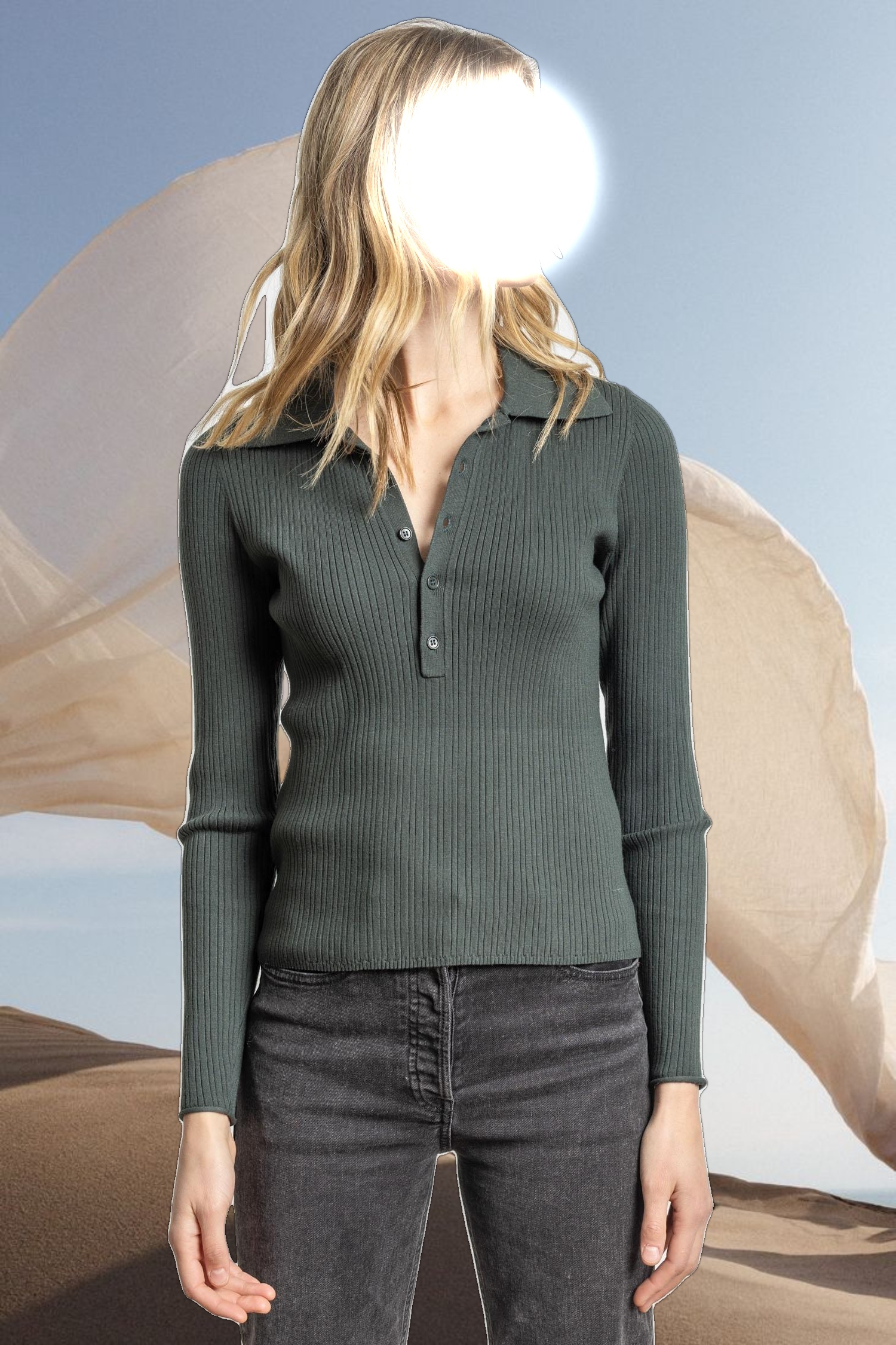 Polo Collar Henley Sweater